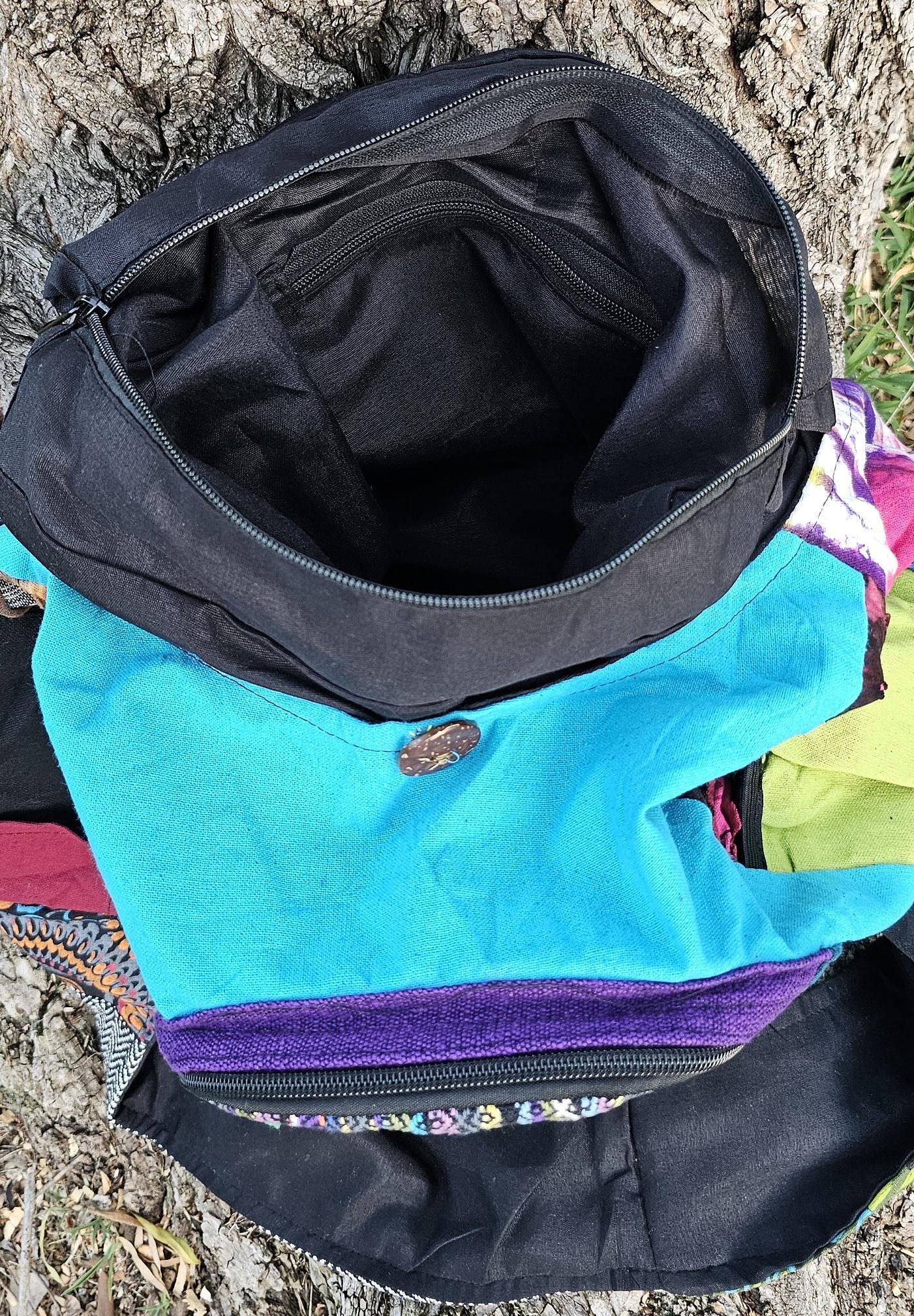 Namaste mushroom embroidery hemp unique fine cotton colorful patchwork handmade boho multi-purpose women cross body nepalese jogi bag