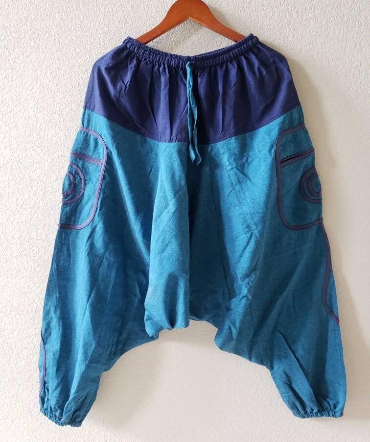 Namaste fashionable unisex multicolor handmade hippie blue cotton hippy boho comfy baggy festival nepalese yoga pants harem trouser
