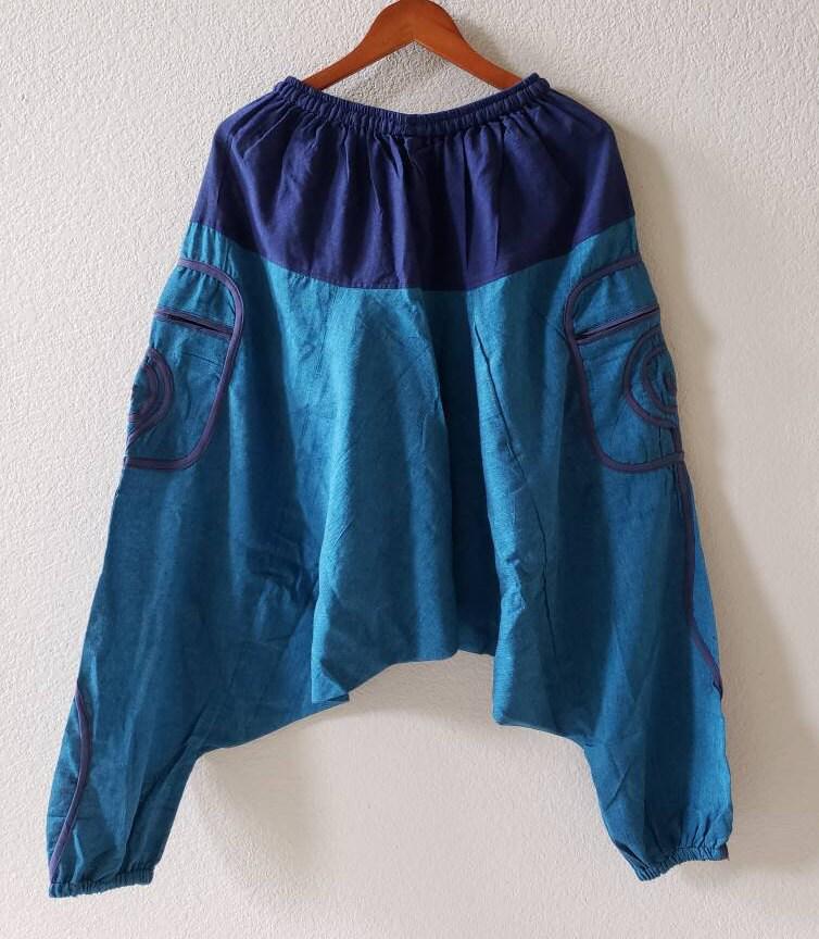 Namaste fashionable unisex multicolor handmade hippie blue cotton hippy boho comfy baggy festival nepalese yoga pants harem trouser