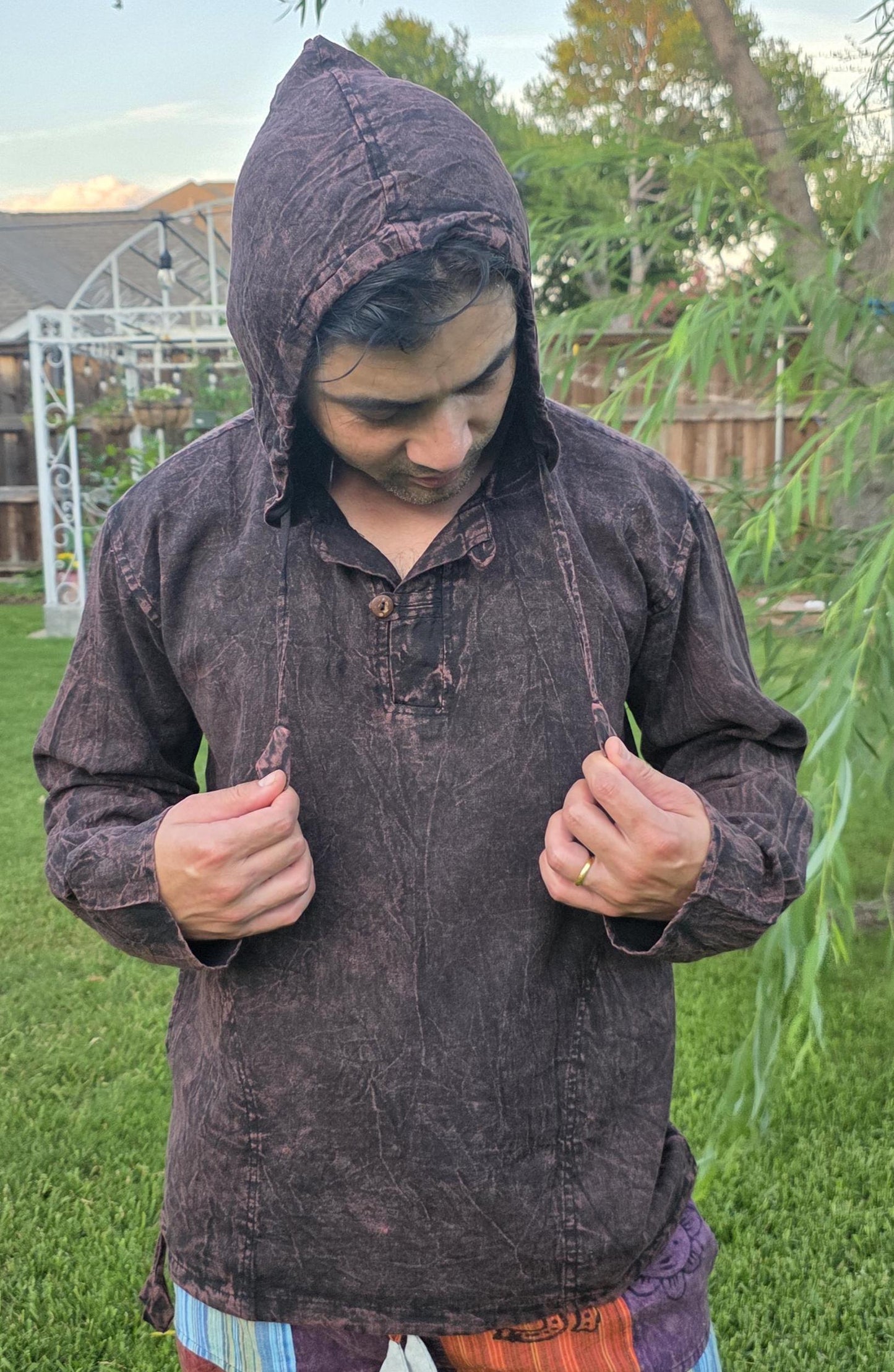 Namaste stonewashed unisex handmade cotton fashionable hippie casual organic hoodie
