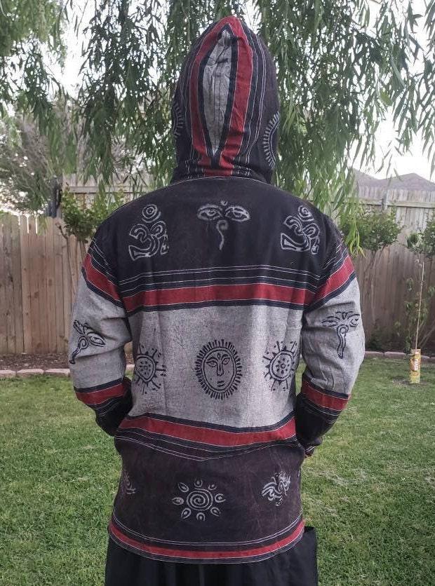 Namaste patch lined organic unisex handmade colorful festival hippie strong cotton stonewashed hoodie