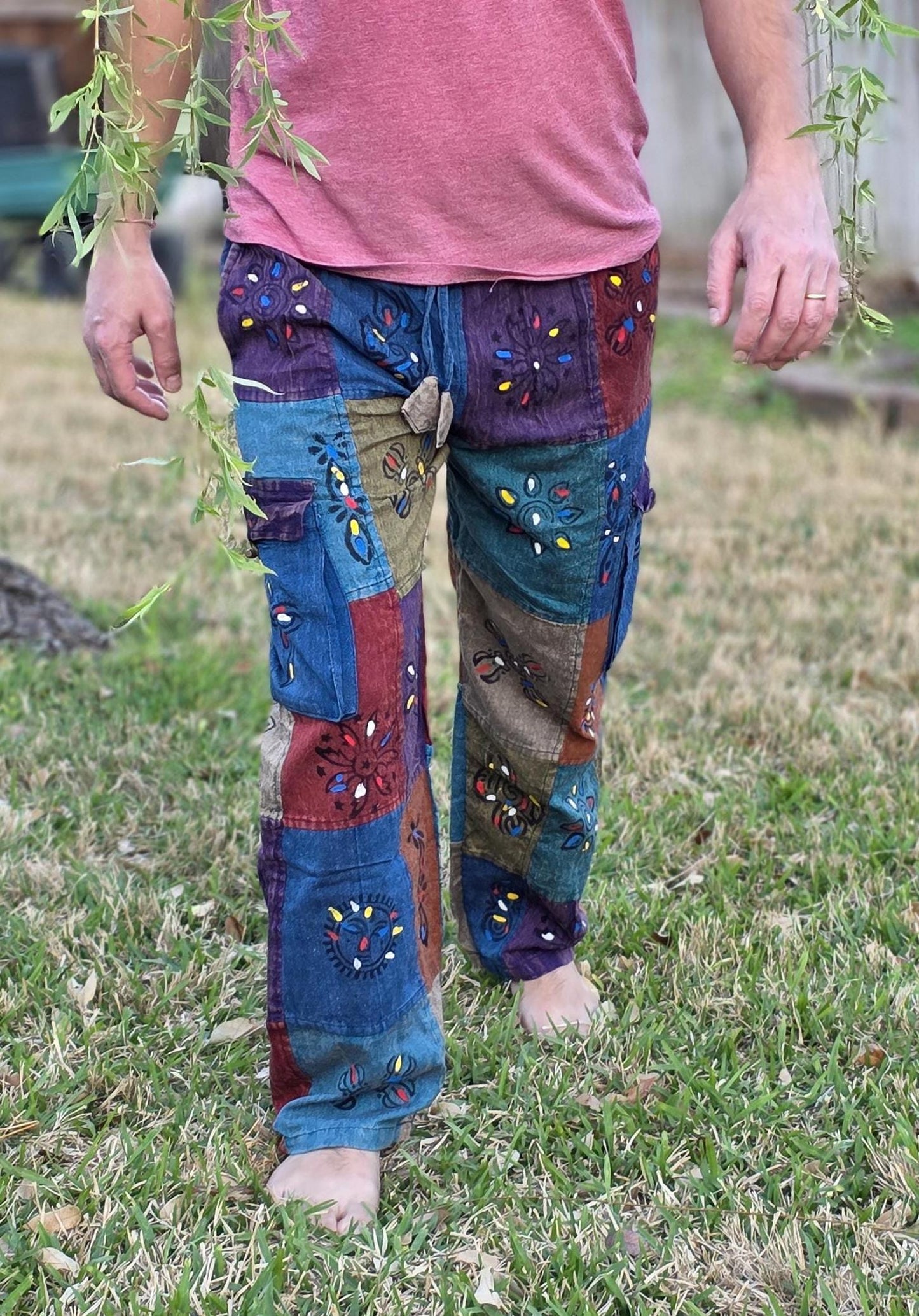 Namaste fashionable unisex multicolor stonewashed handmade hippie patchwork durable non acidic hippie cotton trouser
