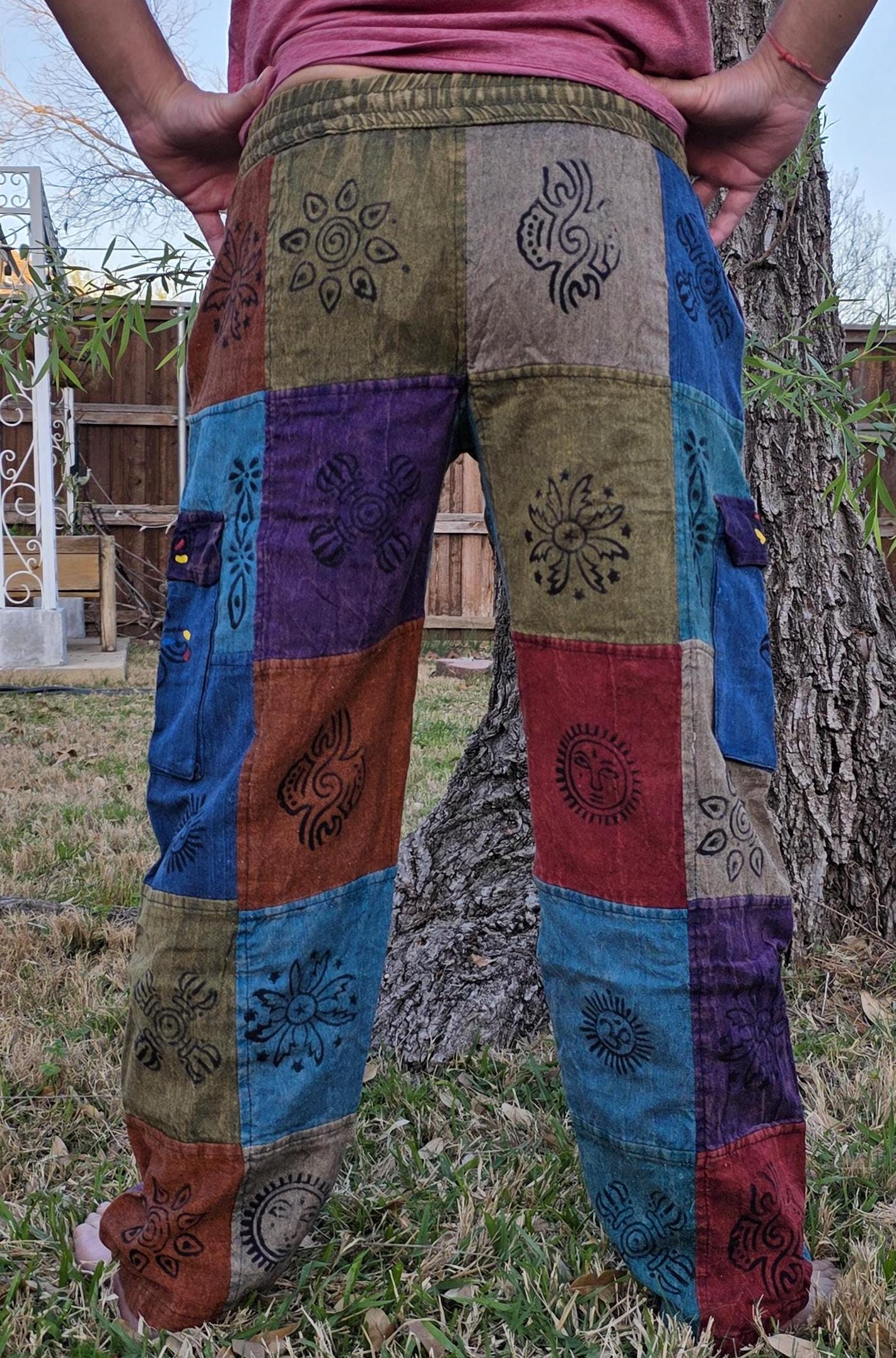 Namaste fashionable unisex multicolor stonewashed handmade hippie patchwork durable non acidic hippie cotton trouser