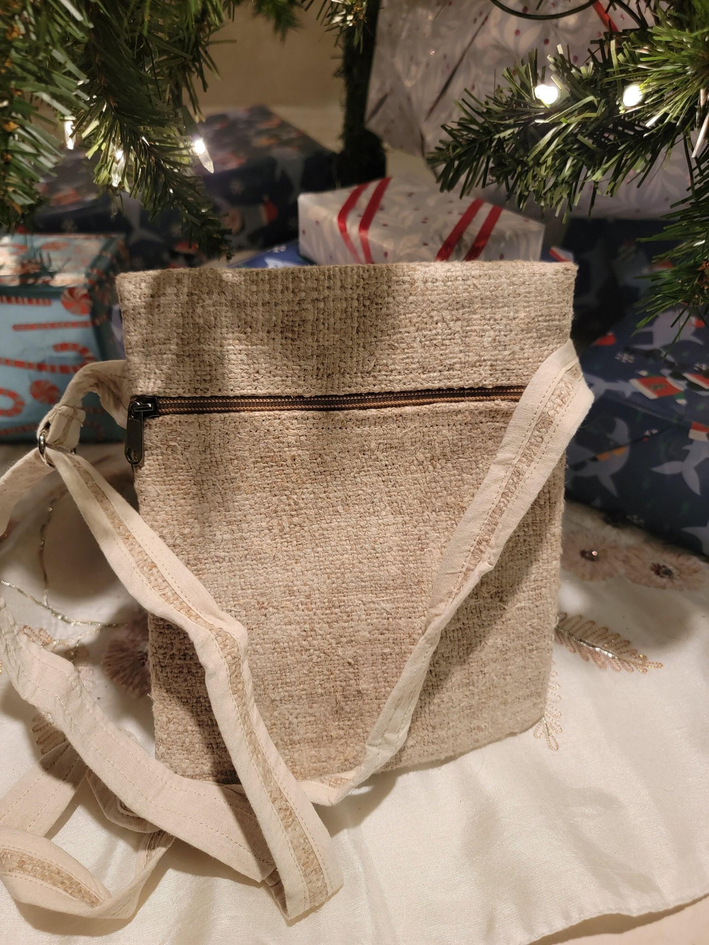 Namaste fashionable unisex multicolor natural hemp handmade organic vegan eco-friendly passport crossbody hippie purse bag.