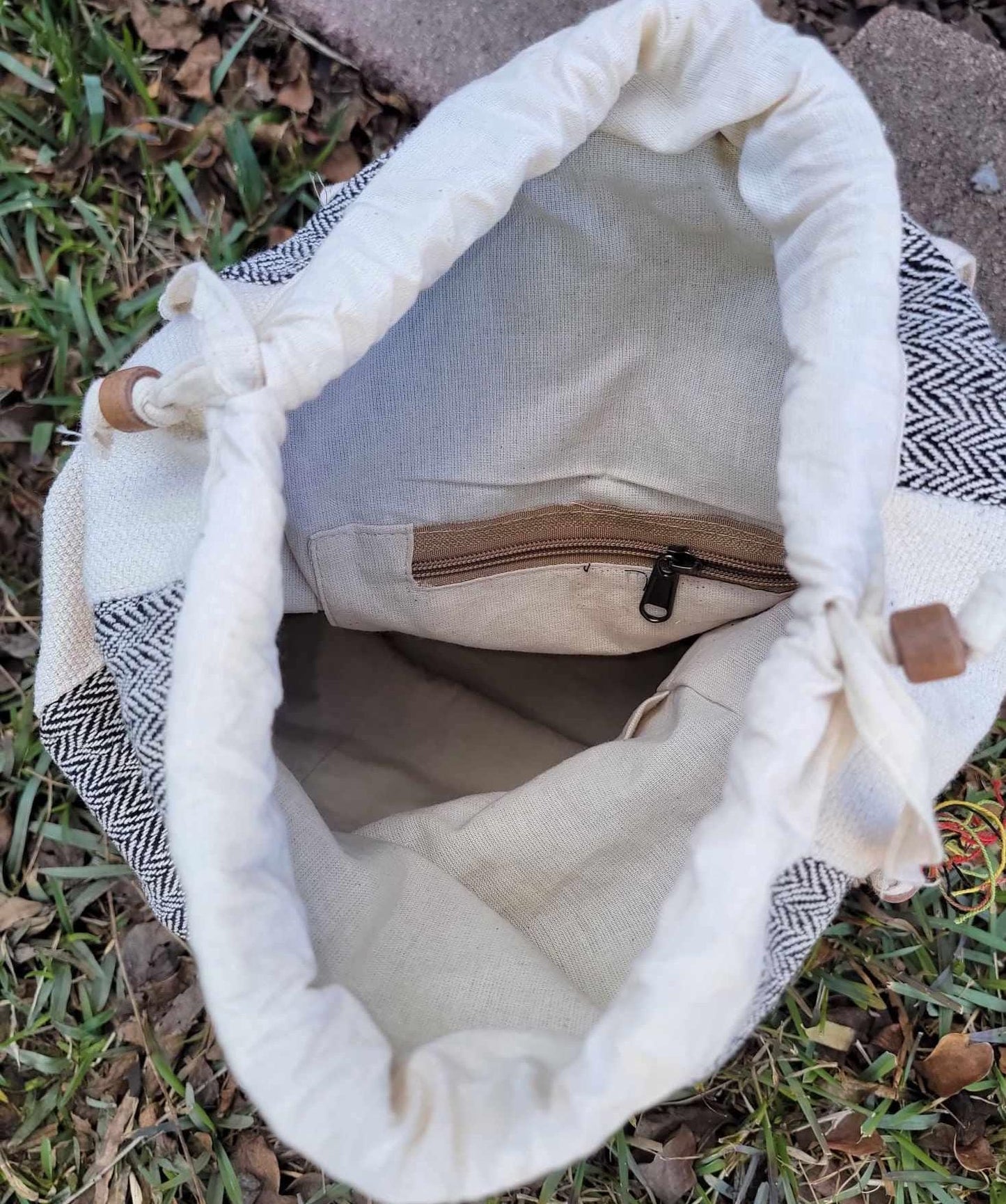 Namaste fashionable unisex natural gheri handmade organic vegan eco-friendly backpack.