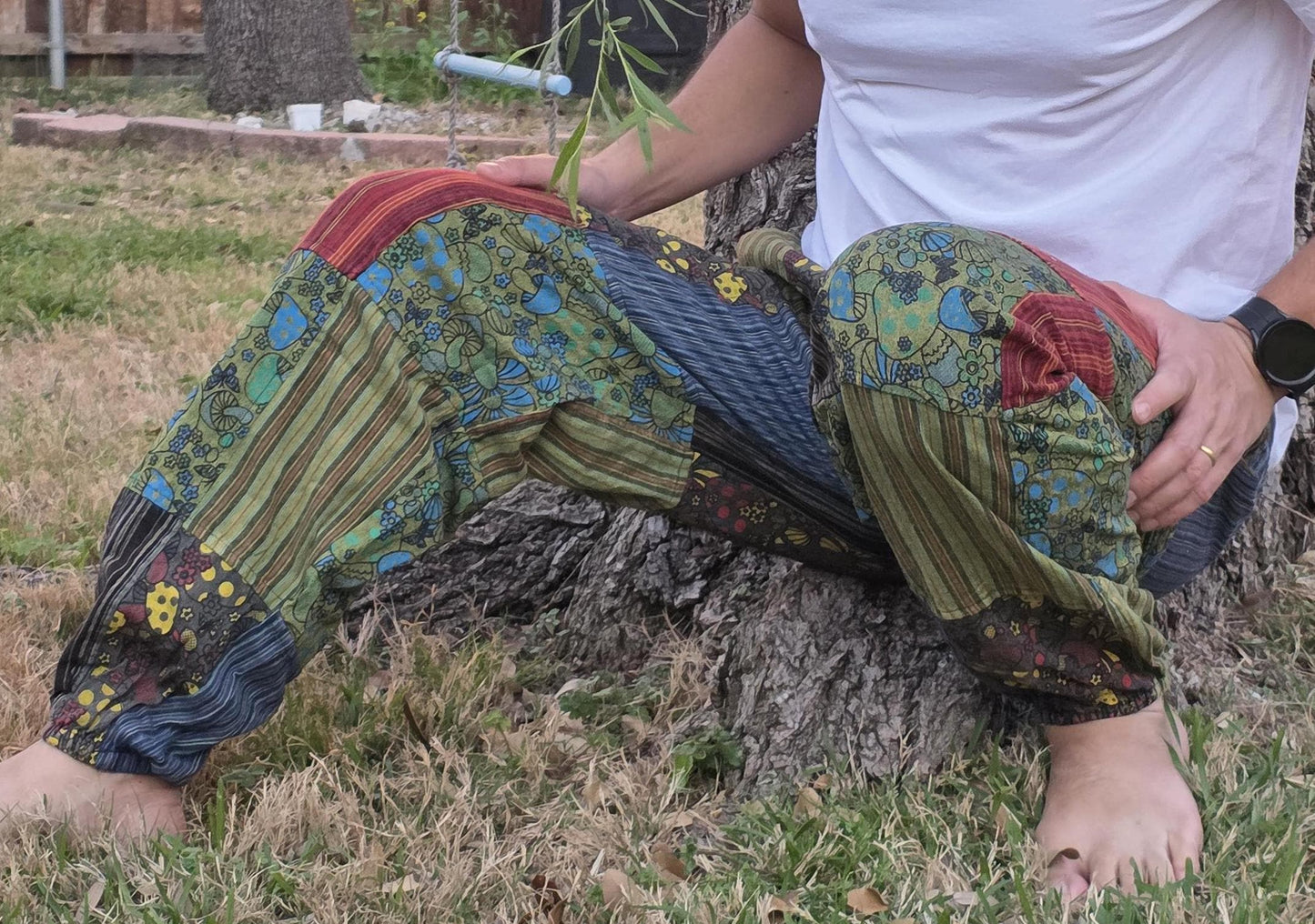 Bohemian unisex multicolor handmade hippie patchwork stonewashed cotton boho comfy festival reggae stonewashed yoga pants trouser