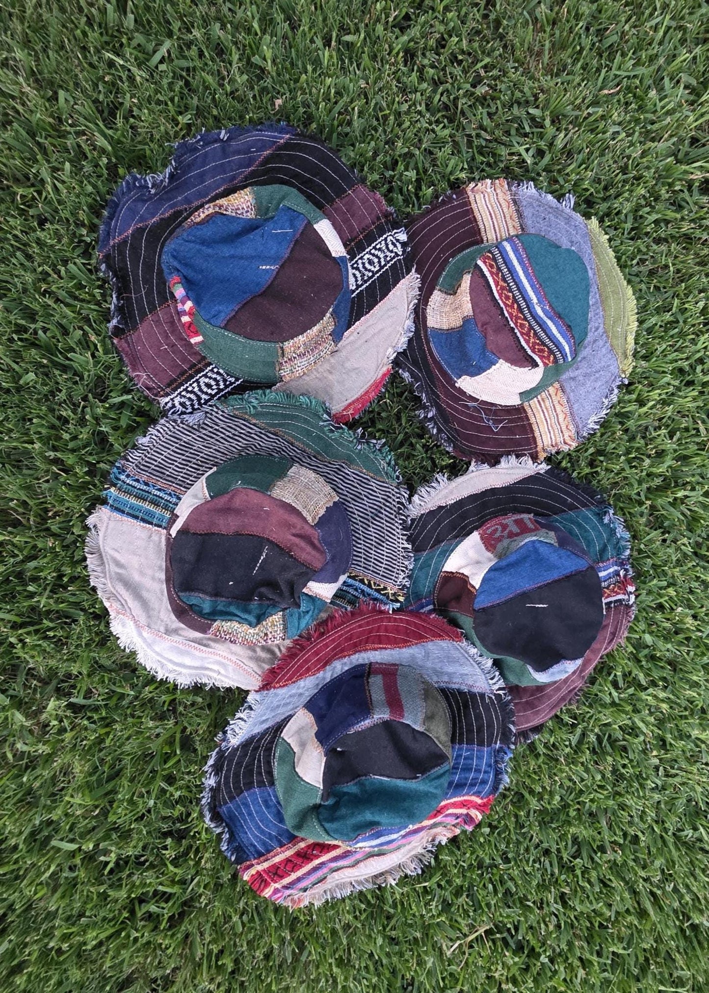Namaste Fashionable Unisex Multicolor Handmade Flowers Hippie Durable Patchwork Eco-Friendly Organic Hemp Wire Rim Hat