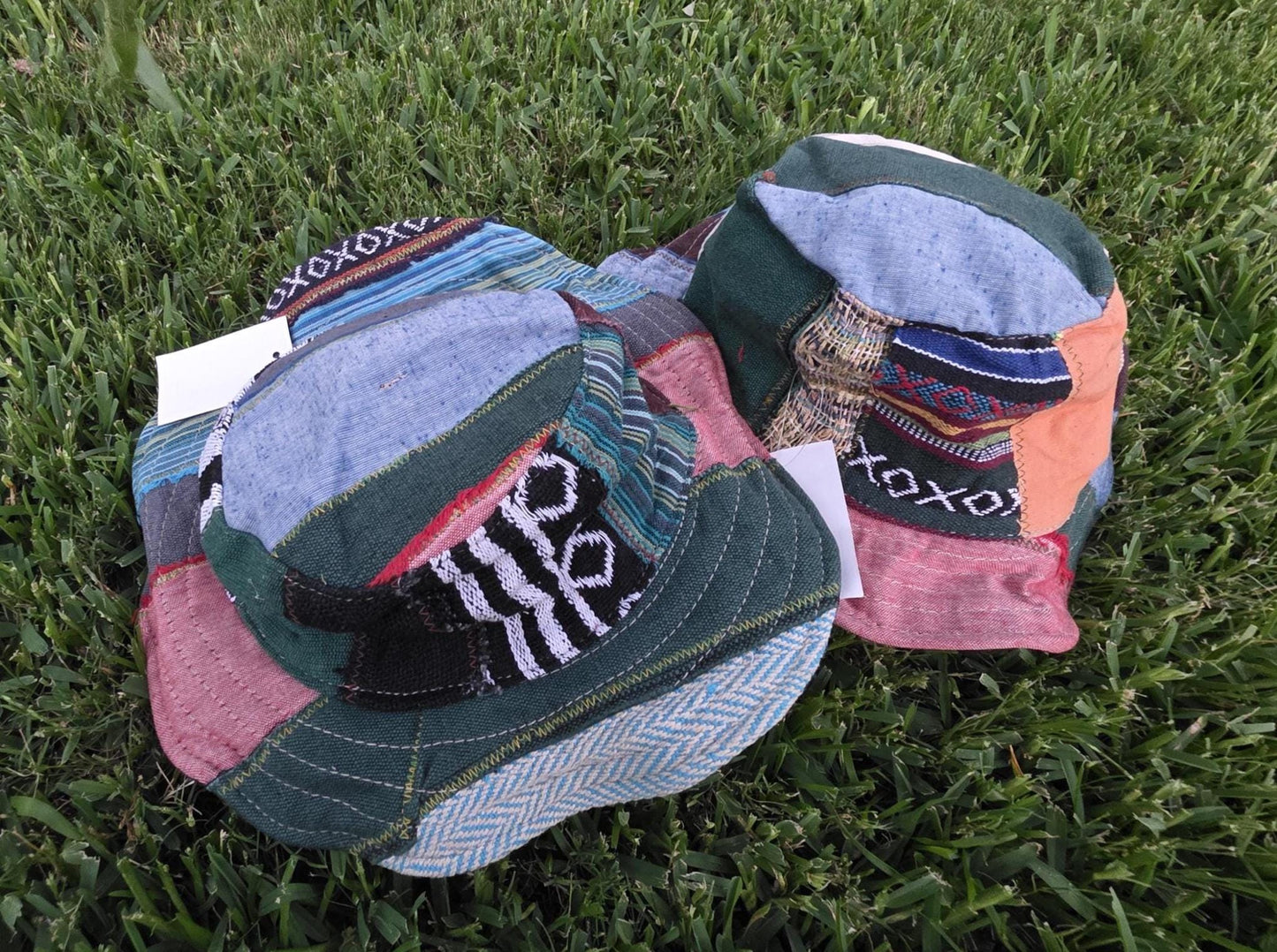 Namaste Fashionable Unisex Multicolor Handmade Flowers Hippie Durable Patchwork Eco-Friendly Organic Hemp Wire Rim Hat