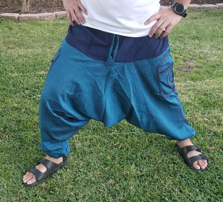Namaste fashionable unisex multicolor handmade hippie blue cotton hippy boho comfy baggy festival nepalese yoga pants harem trouser