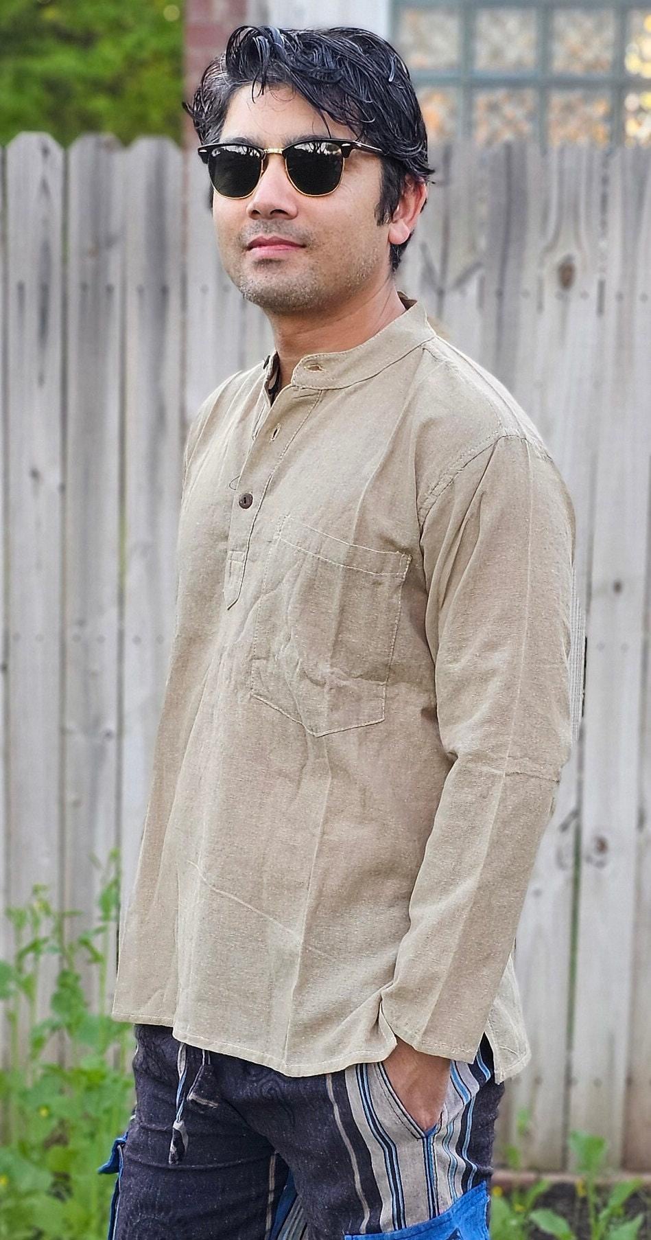 Namaste holiday unisex plain handmade nepalese 100% cotton organic top/kurta rn.