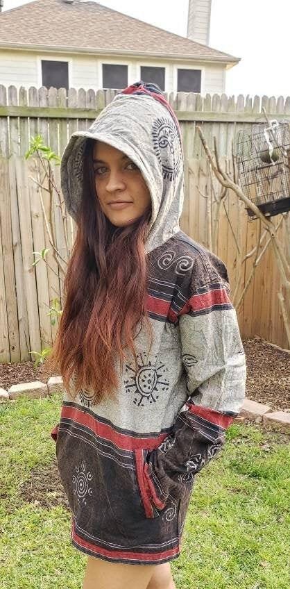 Namaste patch lined organic unisex handmade colorful festival hippie strong cotton stonewashed hoodie