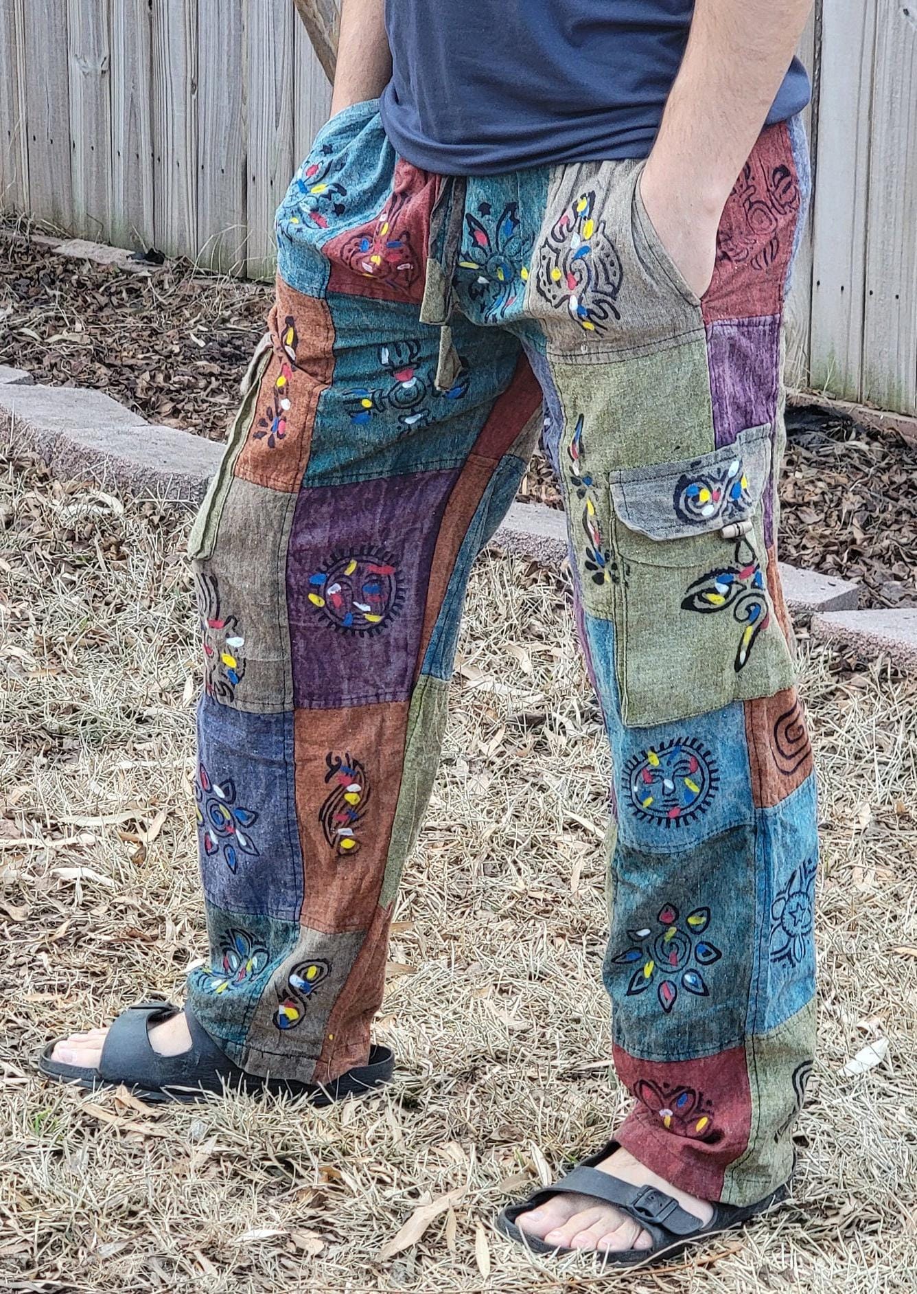 Namaste fashionable unisex multicolor stonewashed handmade hippie patchwork durable non acidic hippie cotton trouser