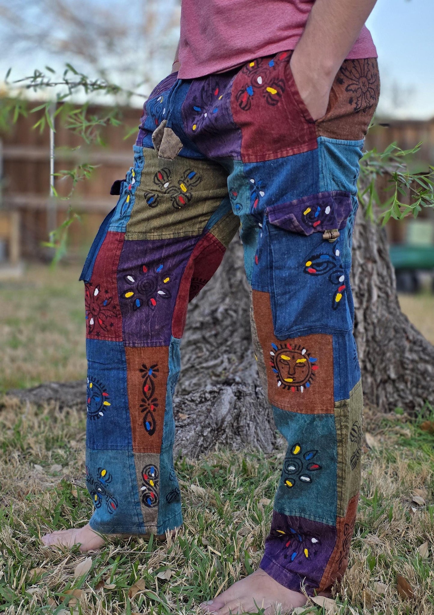 Namaste fashionable unisex multicolor stonewashed handmade hippie patchwork durable non acidic hippie cotton trouser