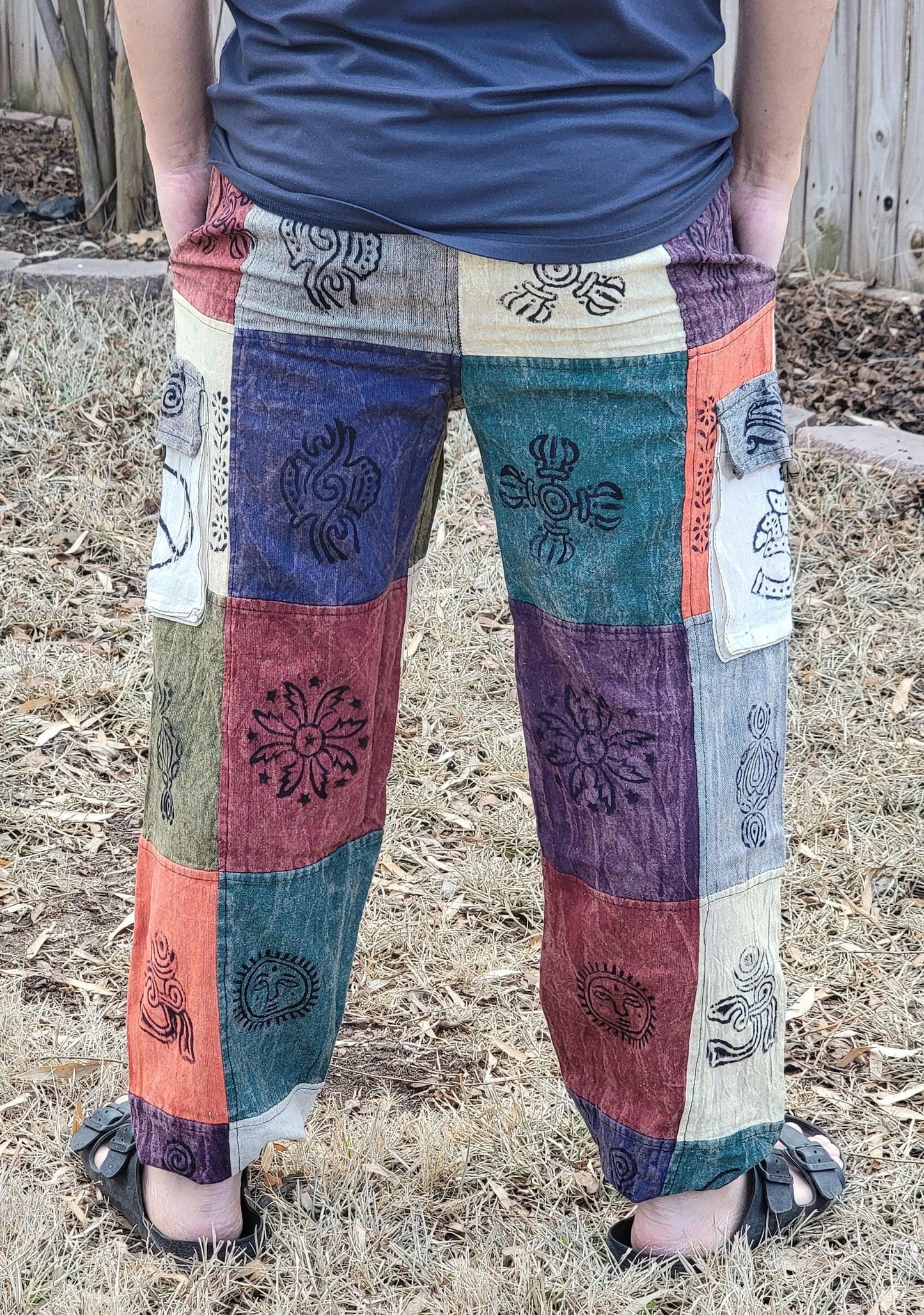 Namaste fashionable unisex multicolor stonewashed handmade hippie patchwork durable non acidic hippie cotton trouser
