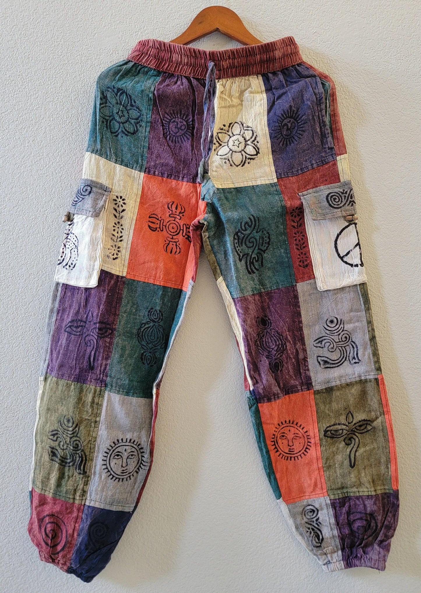 Namaste fashionable unisex multicolor stonewashed handmade hippie patchwork durable non acidic hippie cotton trouser