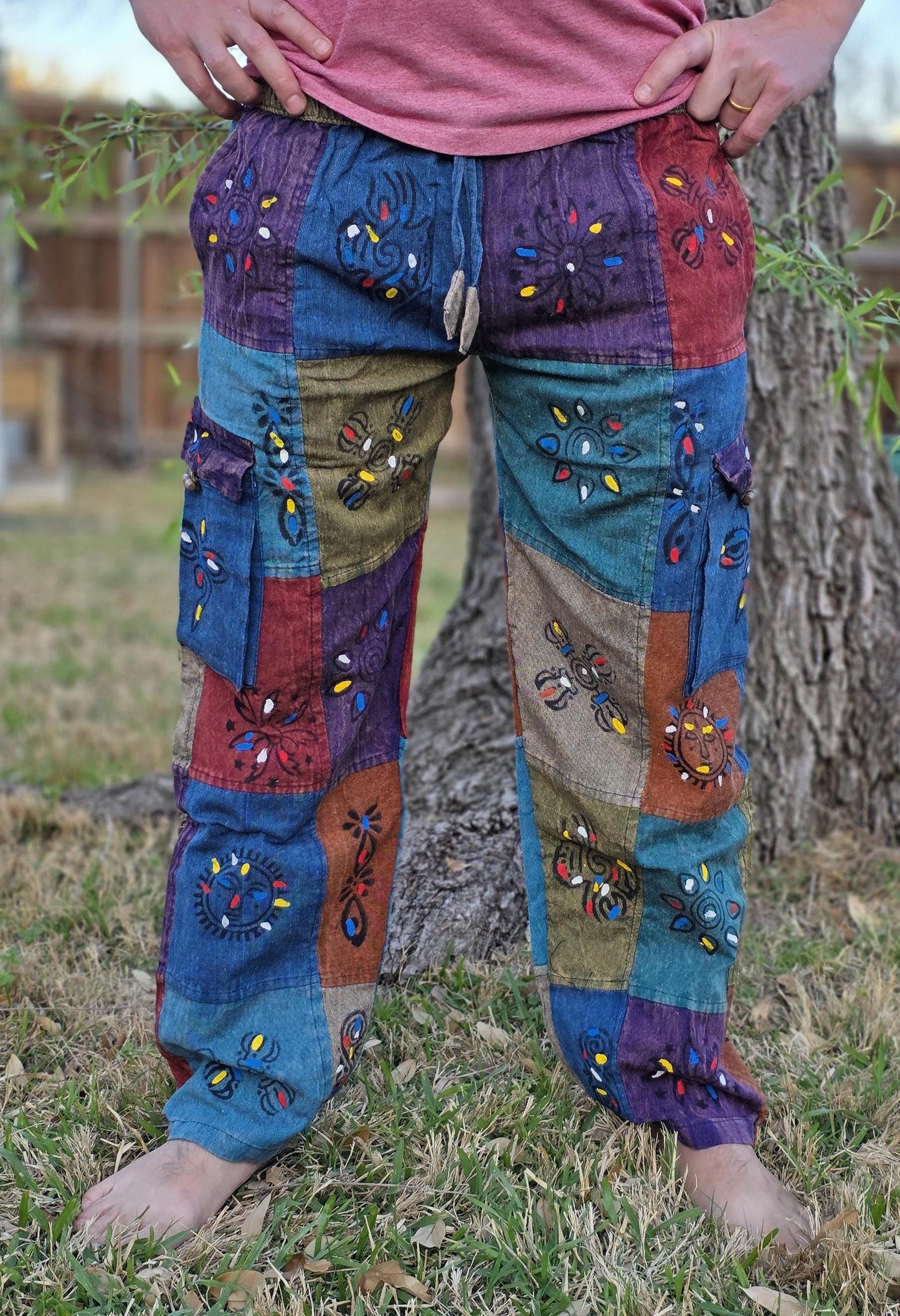 Namaste fashionable unisex multicolor stonewashed handmade hippie patchwork durable non acidic hippie cotton trouser