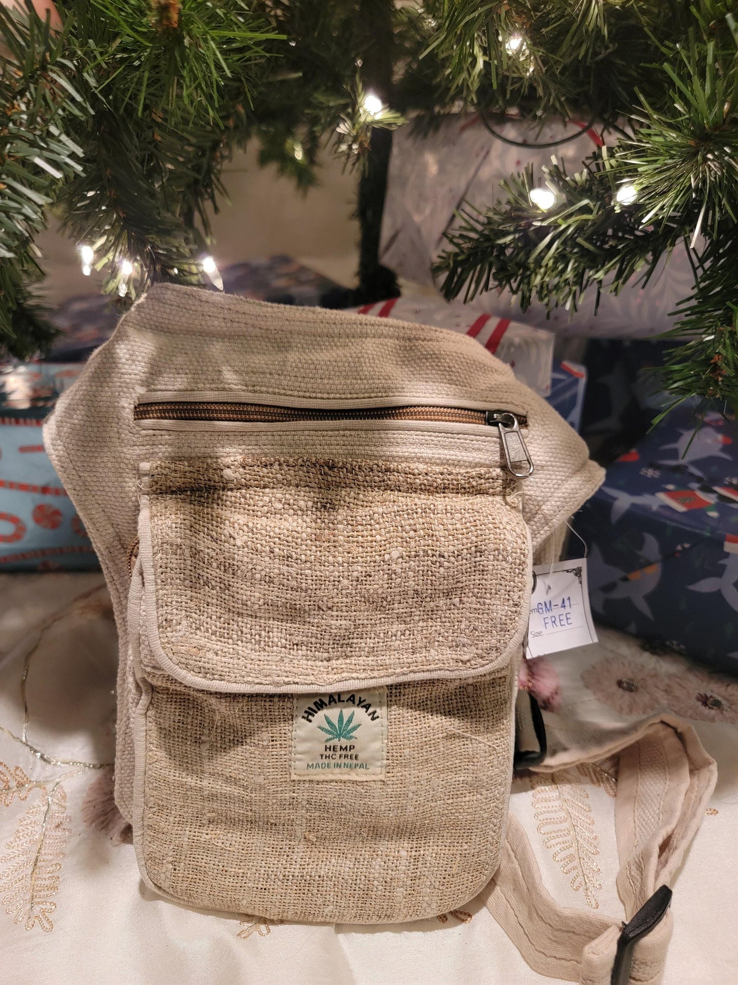 Namaste fashionable unisex multicolor natural hemp handmade organic vegan eco-friendly passport crossbody hippie purse bag.