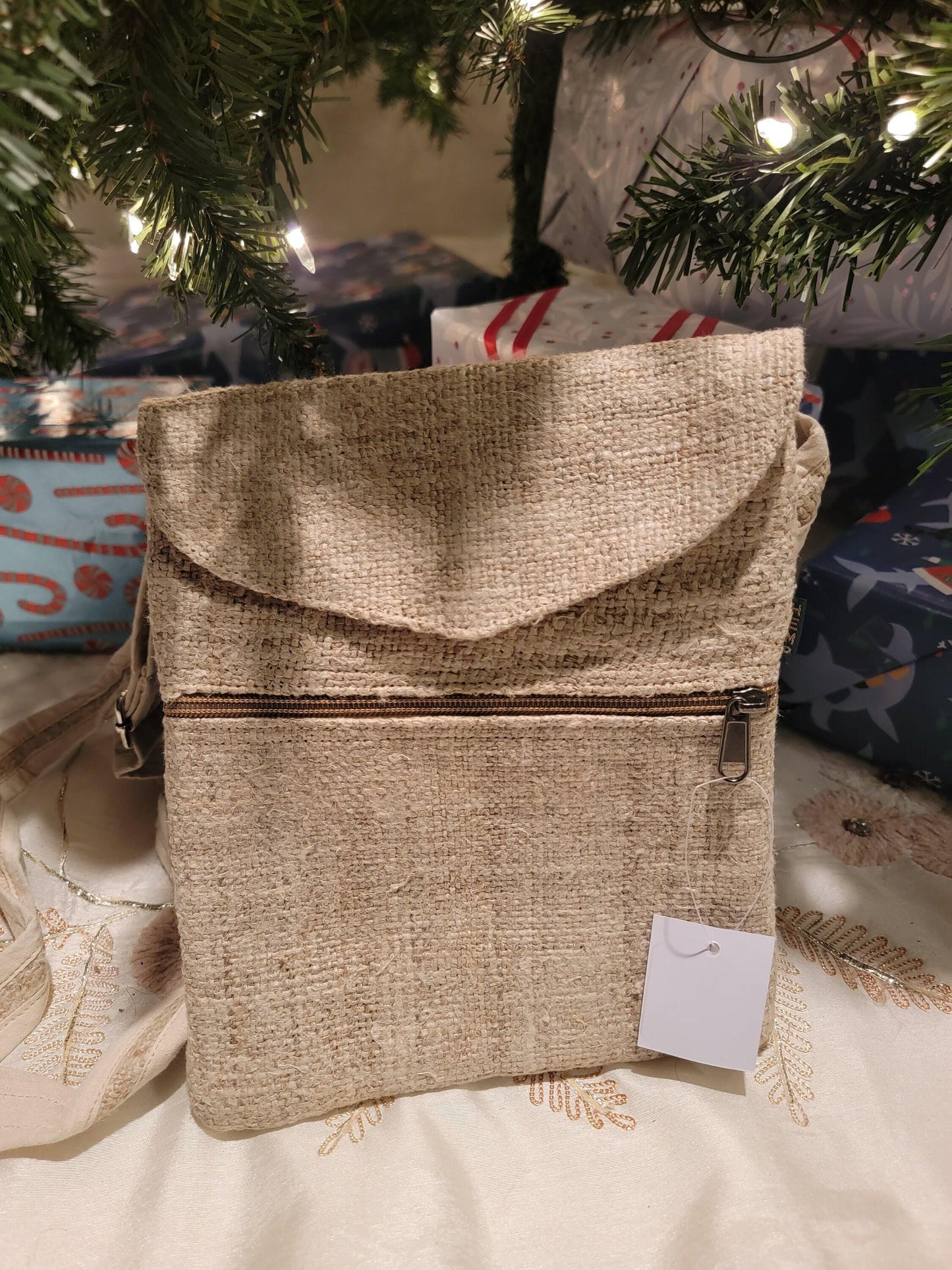Namaste fashionable unisex multicolor natural hemp handmade organic vegan eco-friendly passport crossbody hippie purse bag.