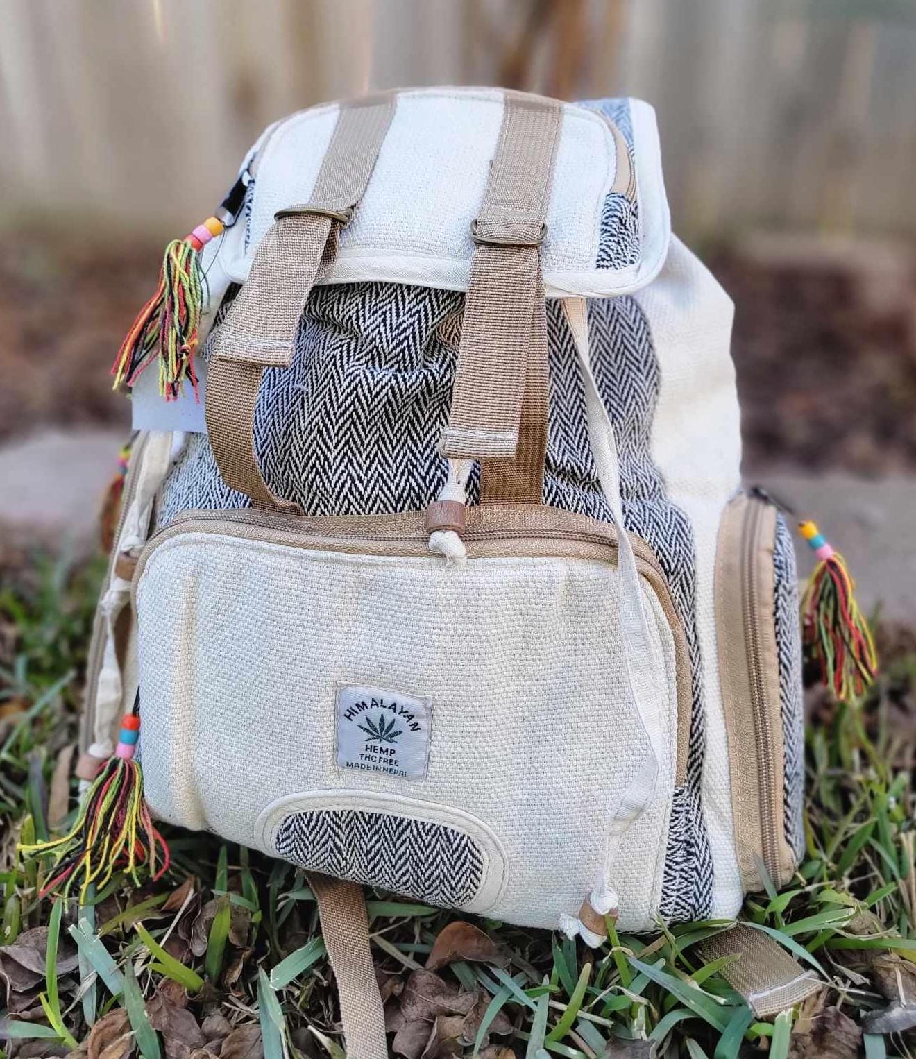Namaste fashionable unisex natural gheri handmade organic vegan eco-friendly backpack.