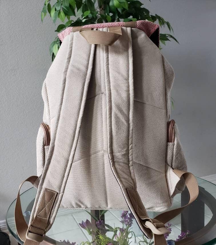Namaste fashionable unisex natural gheri handmade organic vegan eco-friendly backpack.