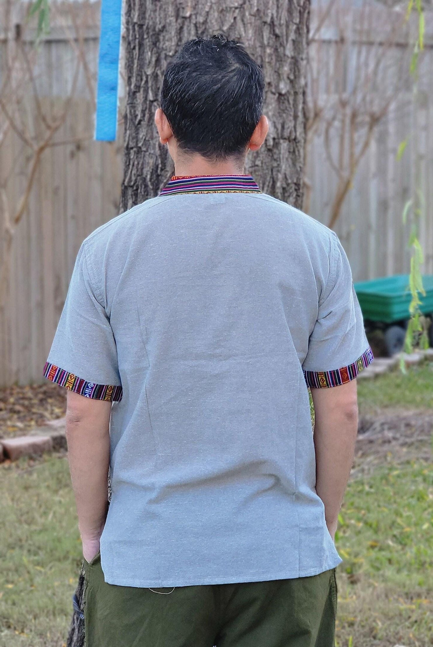 Namaste holiday unisex plain handmade nepalese 100% cotton with border gheri organic top/kurta rn