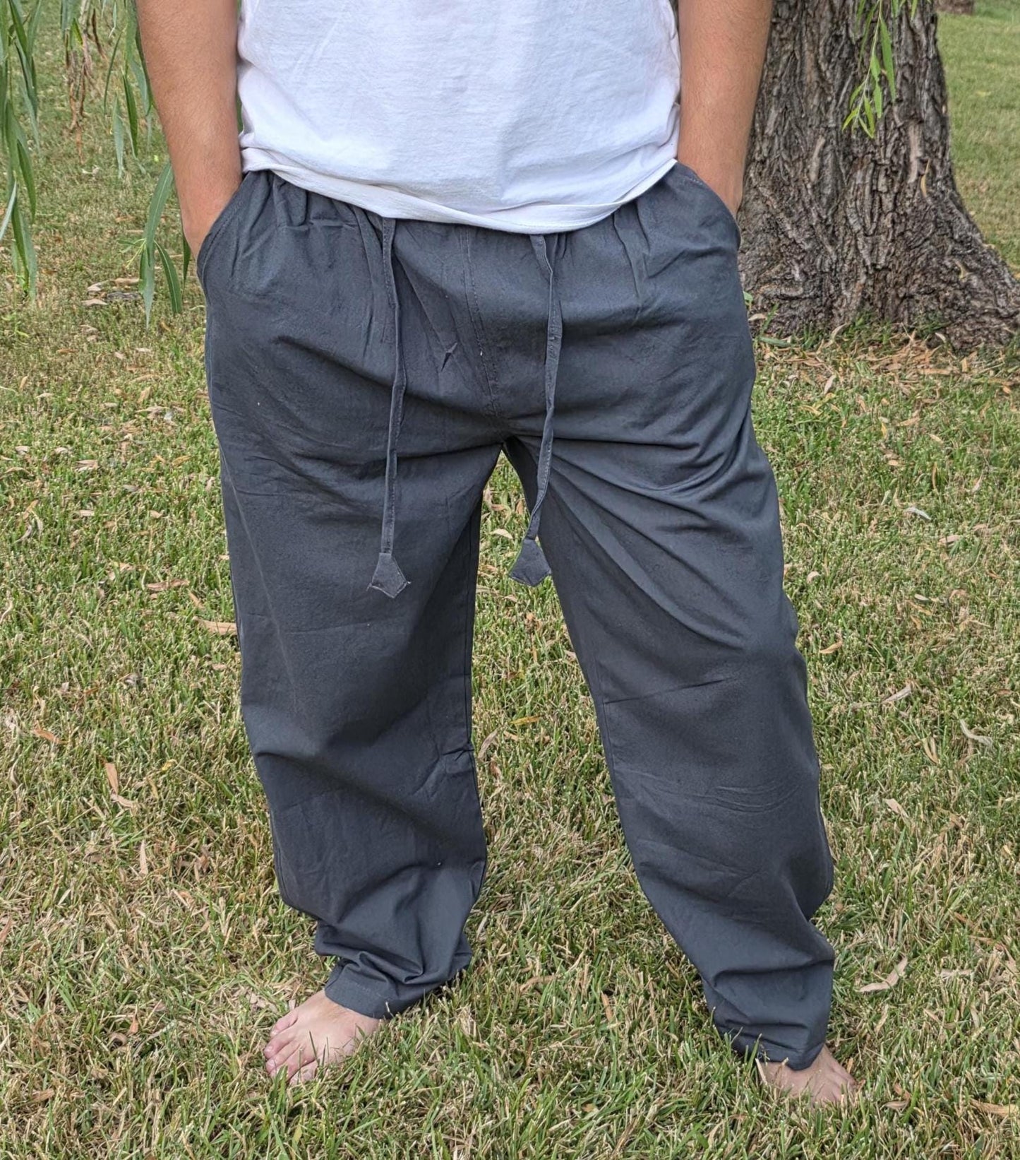 Unisex Fine Cotton Handmade Bohemian Comfortable Organic Natural Yoga Casual Plain Pants from Nepal