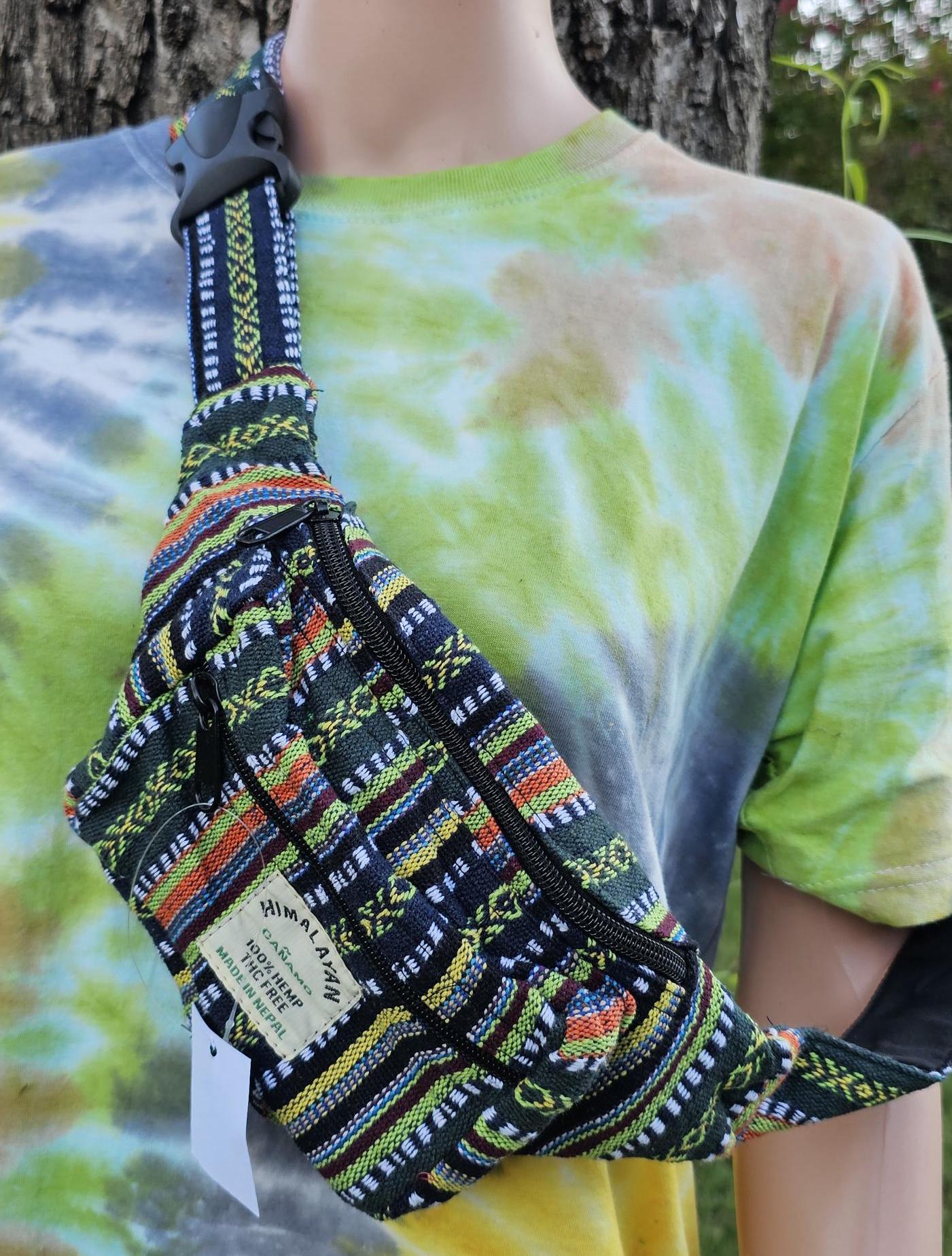 Namaste handmade unisex colorful fashionable unique organic hemp bag/fanny pack/bum bag/money bag/passport bag