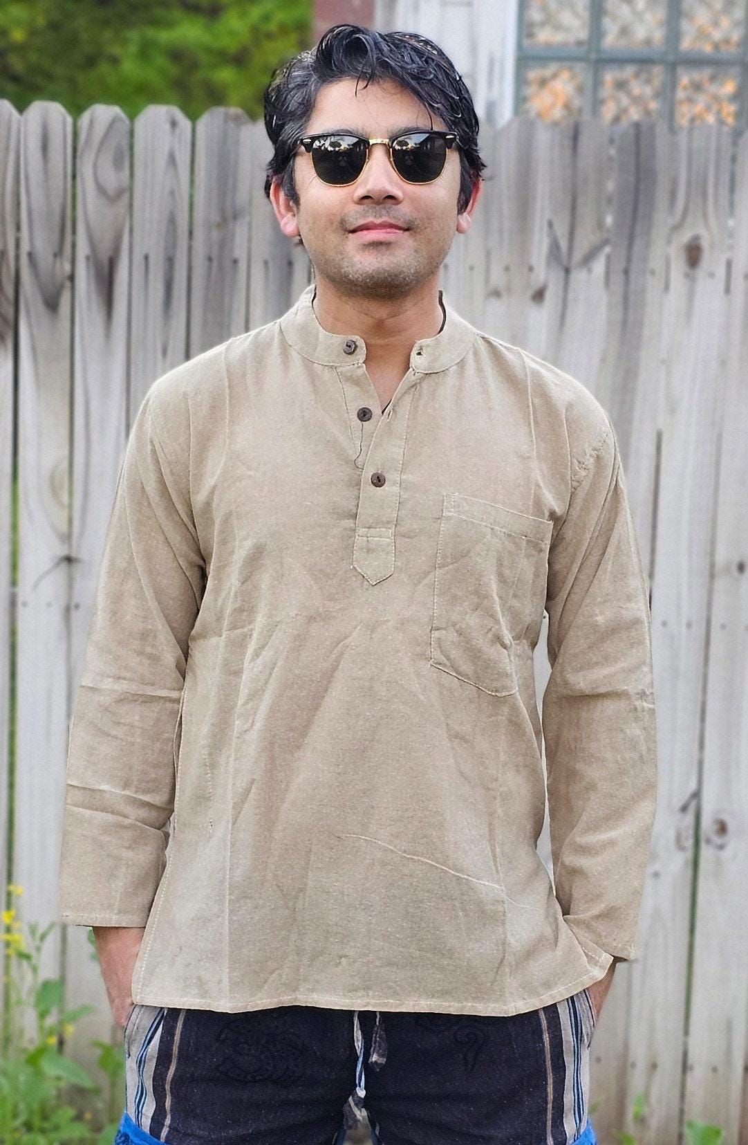Namaste holiday unisex plain handmade nepalese 100% cotton organic top/kurta rn.
