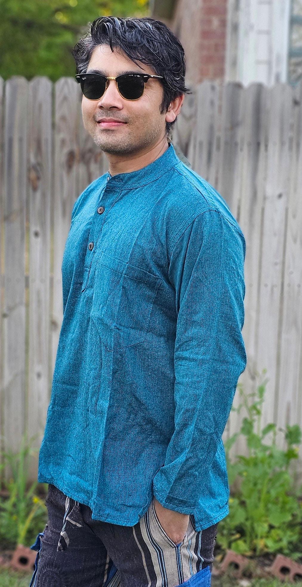 Namaste holiday unisex plain handmade nepalese 100% cotton organic top/kurta rn.