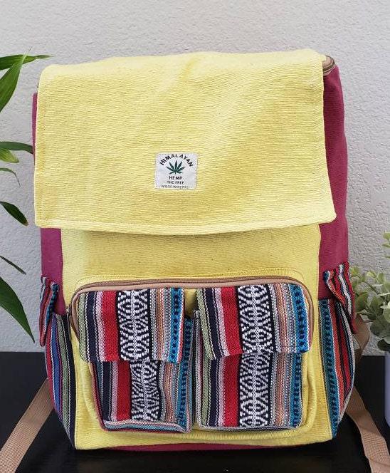 Namaste hemp large rectangular handmade unisex organic backpack