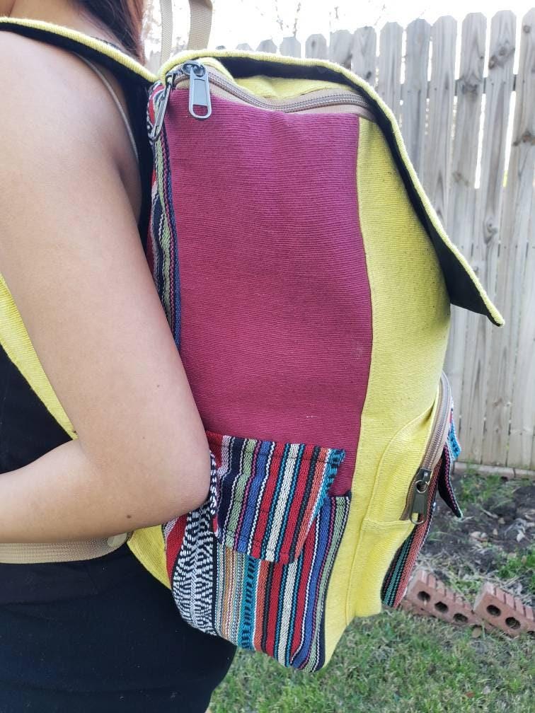 Namaste hemp large rectangular handmade unisex organic backpack