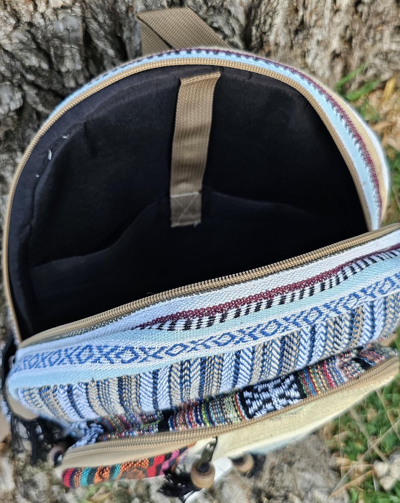 Namaste hemp large rectangular handmade unisex organic backpack