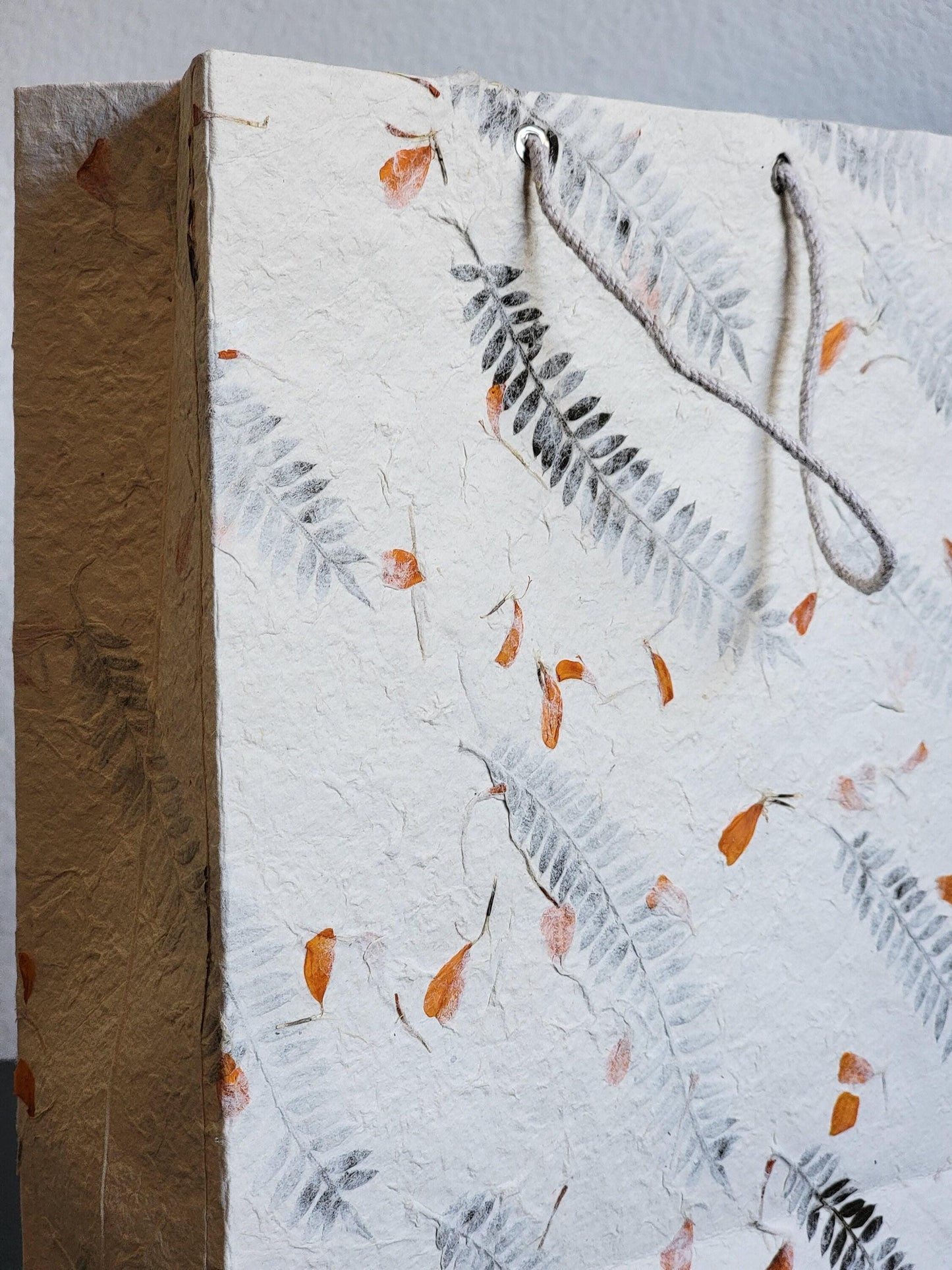 Namaste lokta with marigold, fern and cypress petals/leaves nepalese paper eco friendly sustainable durable organic natural gift bag