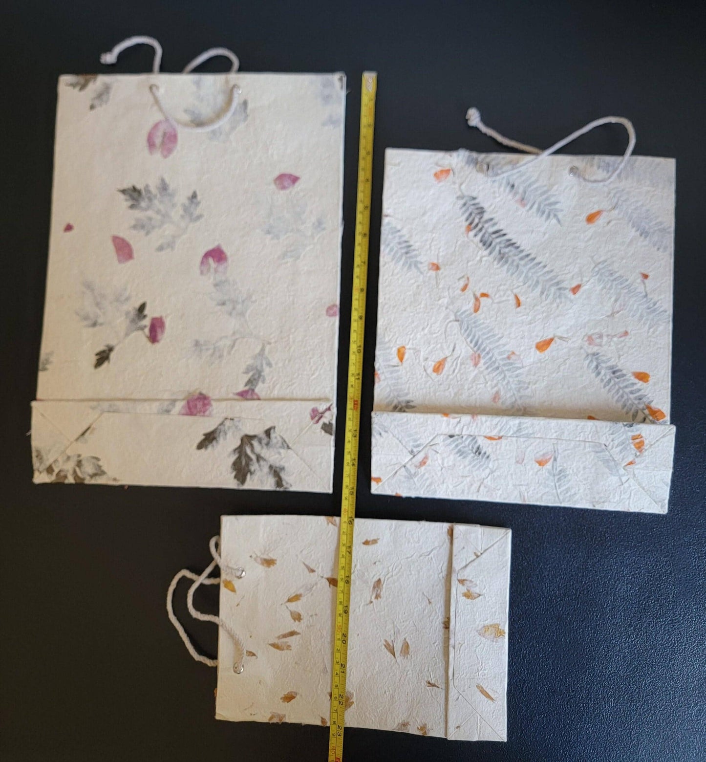 Namaste lokta with marigold, fern and cypress petals/leaves nepalese paper eco friendly sustainable durable organic natural gift bag