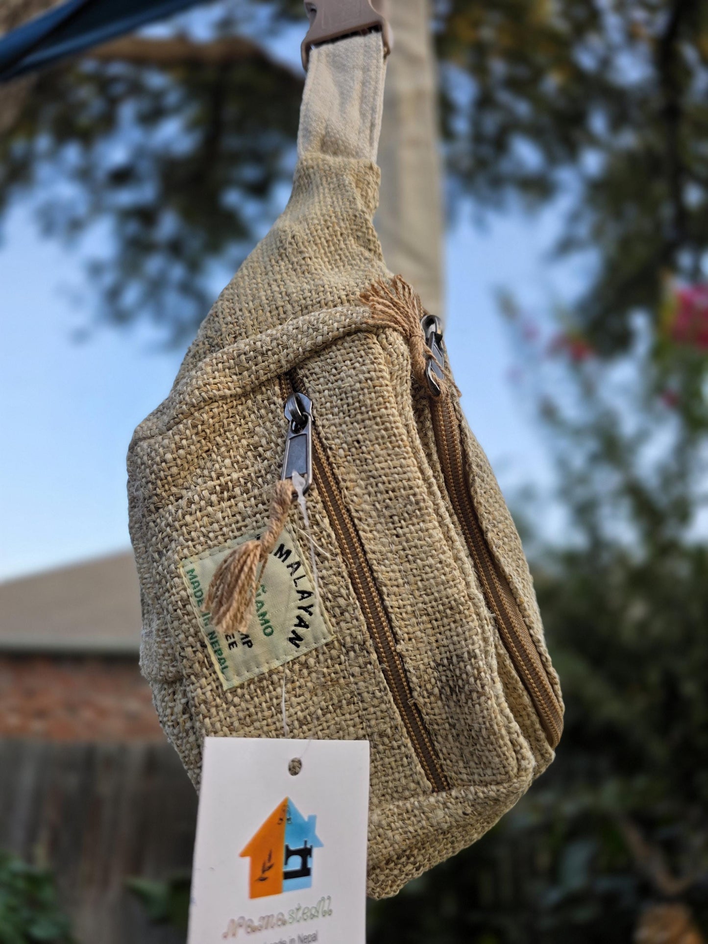 Hemp handmade unisex fashionable unique organic natural hemp bag/fanny pack/money bag/passport bag