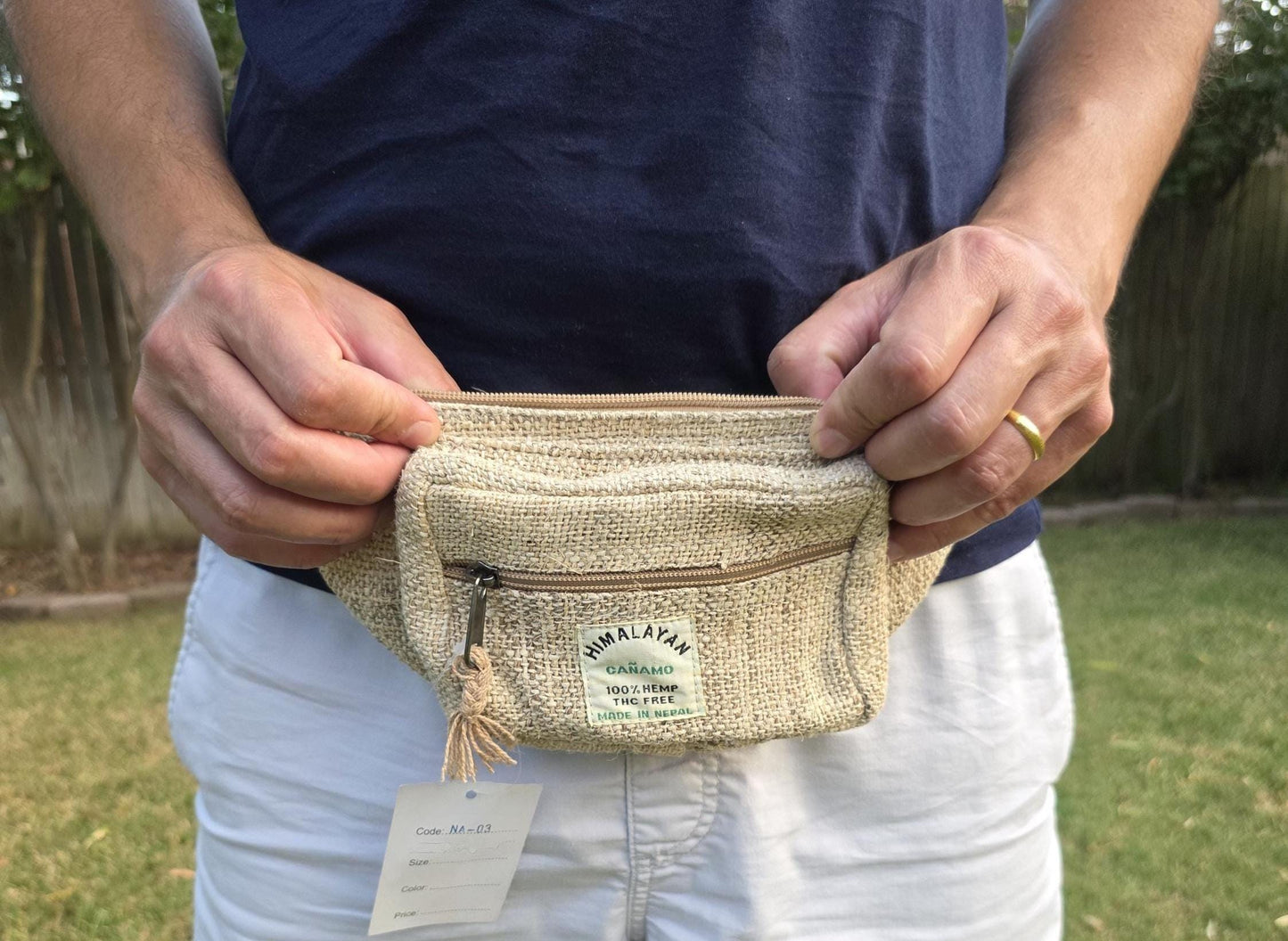 Hemp handmade unisex fashionable unique organic natural hemp bag/fanny pack/money bag/passport bag