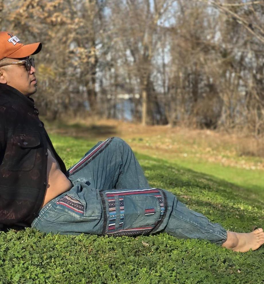 Namaste boho reggae unisex multicolor handmade hippie baby blue non acidic stonewashed dyed cotton harem pants yoga cargo trouser