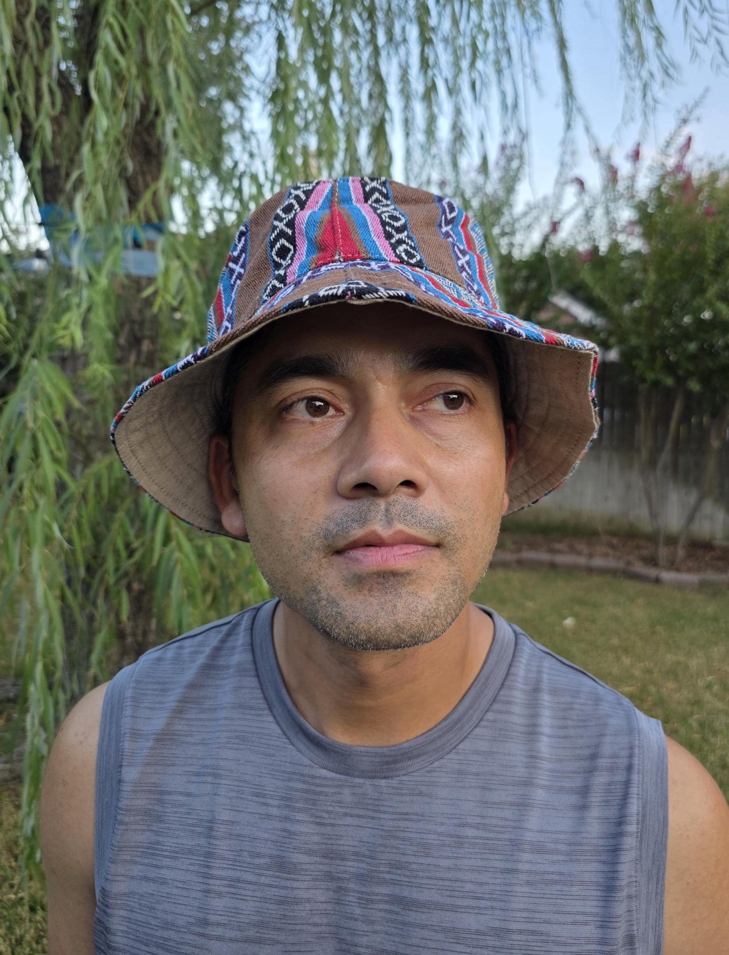 Namaste Fashionable Unisex Multicolor Handmade Flowers Hippie Durable Patchwork Eco-Friendly Organic Hemp Wire Rim Bucket Hat