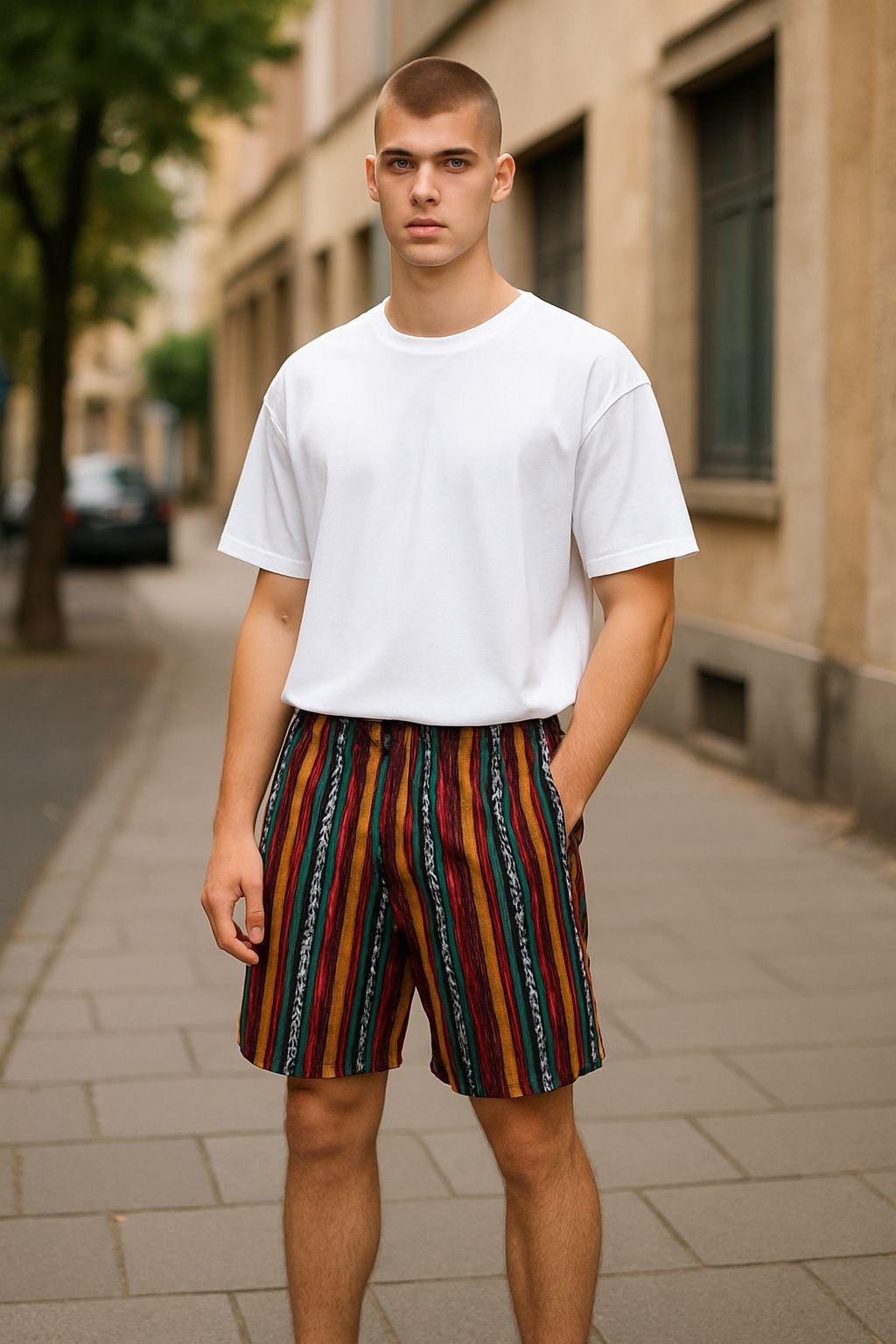 Nepalese unisex handmade colorful Gheri Thick elastic waist cotton shorts