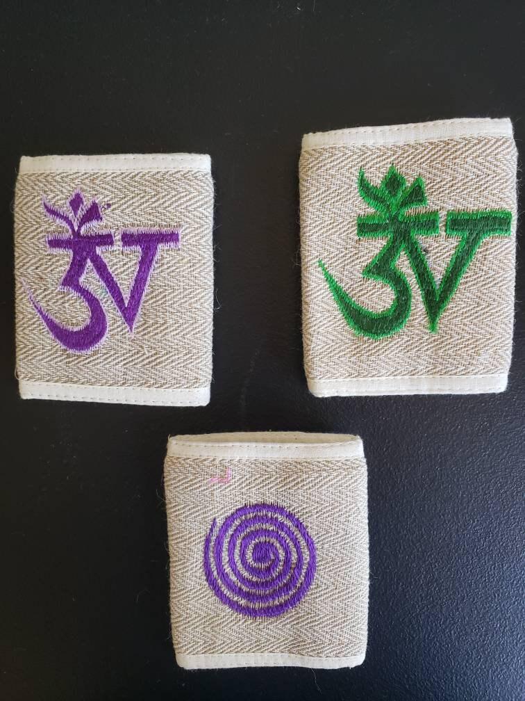 Namaste hemp wallet/purse plain with embroidery