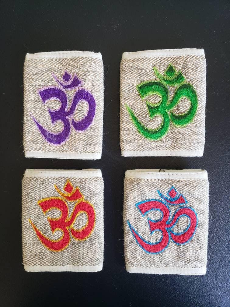 Namaste hemp wallet/purse plain with embroidery