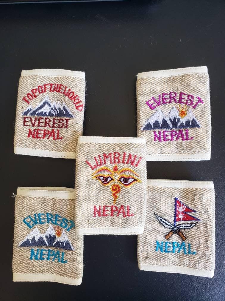 Namaste hemp wallet/purse plain with embroidery