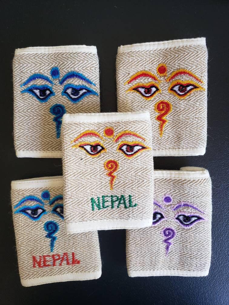 Namaste hemp wallet/purse plain with embroidery