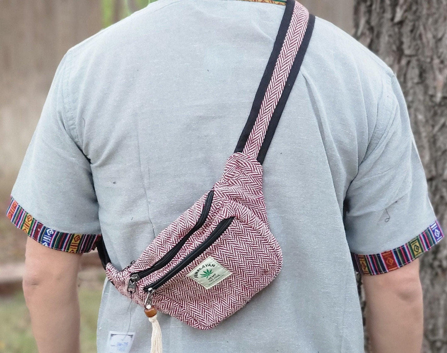 Namaste handmade unisex colorful fashionable unique organic hemp bag/fanny pack/bum bag/money bag/passport bag