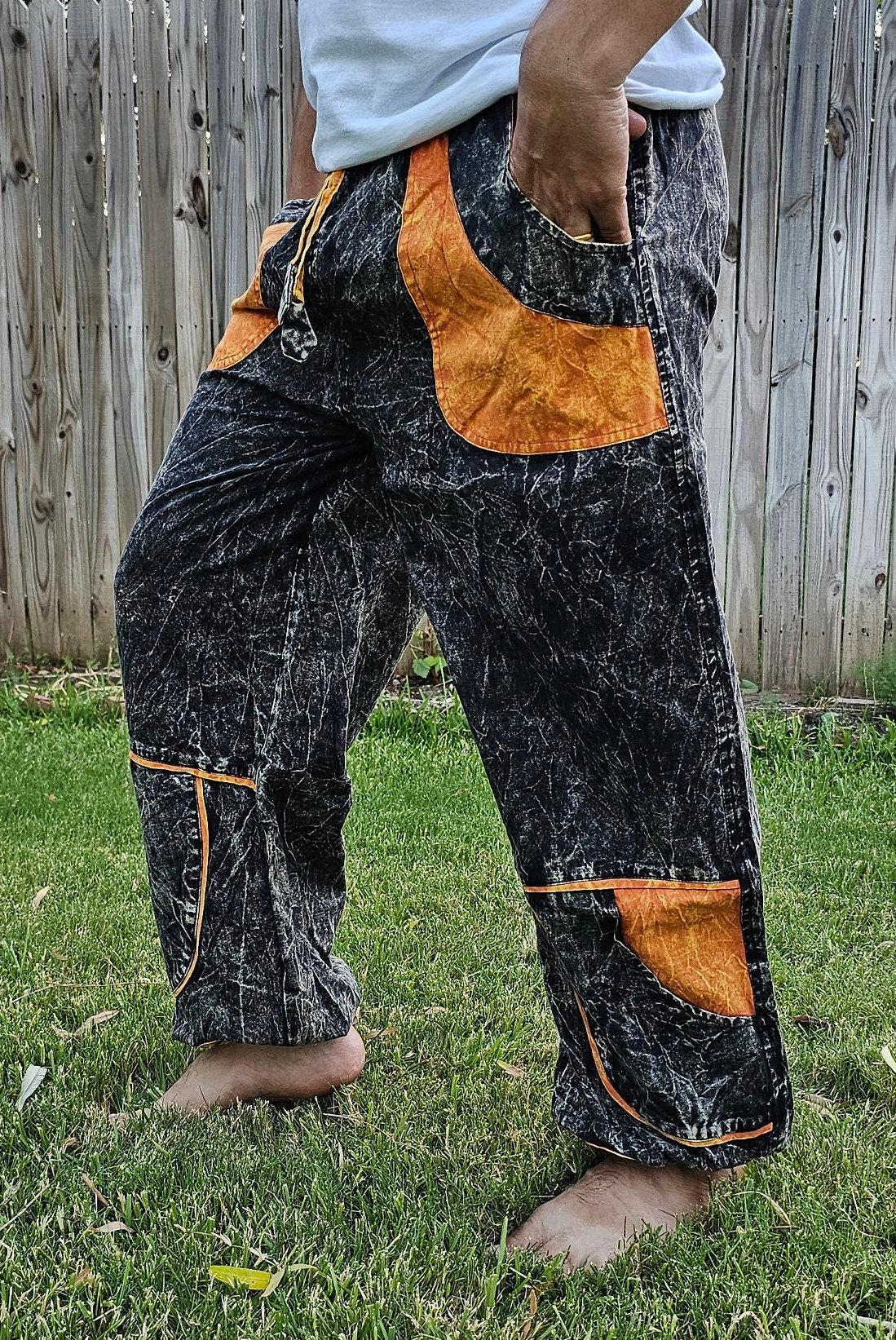 Namaste stonewashed fashionable unisex multicolor handmade patchwork colorful cotton trouser pant