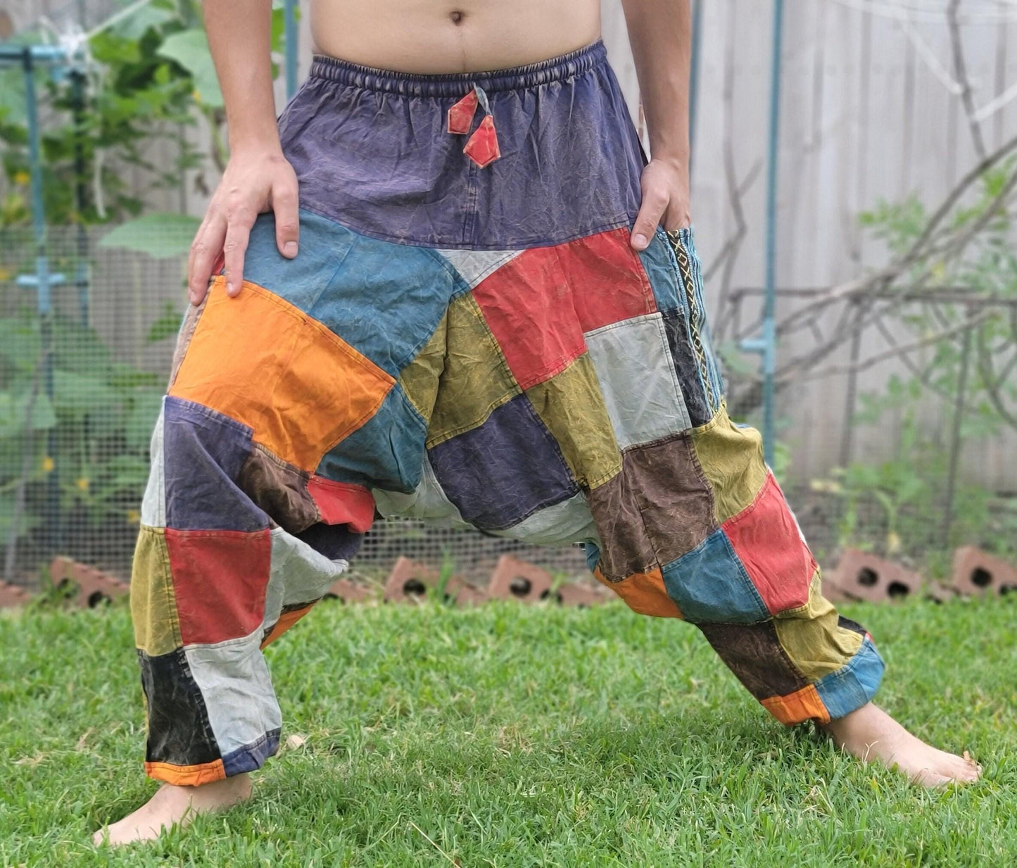 Namaste fashionable unisex multicolor handmade hippie patchwork dyed cotton baggy boho comfy festival yoga harem pants trouser