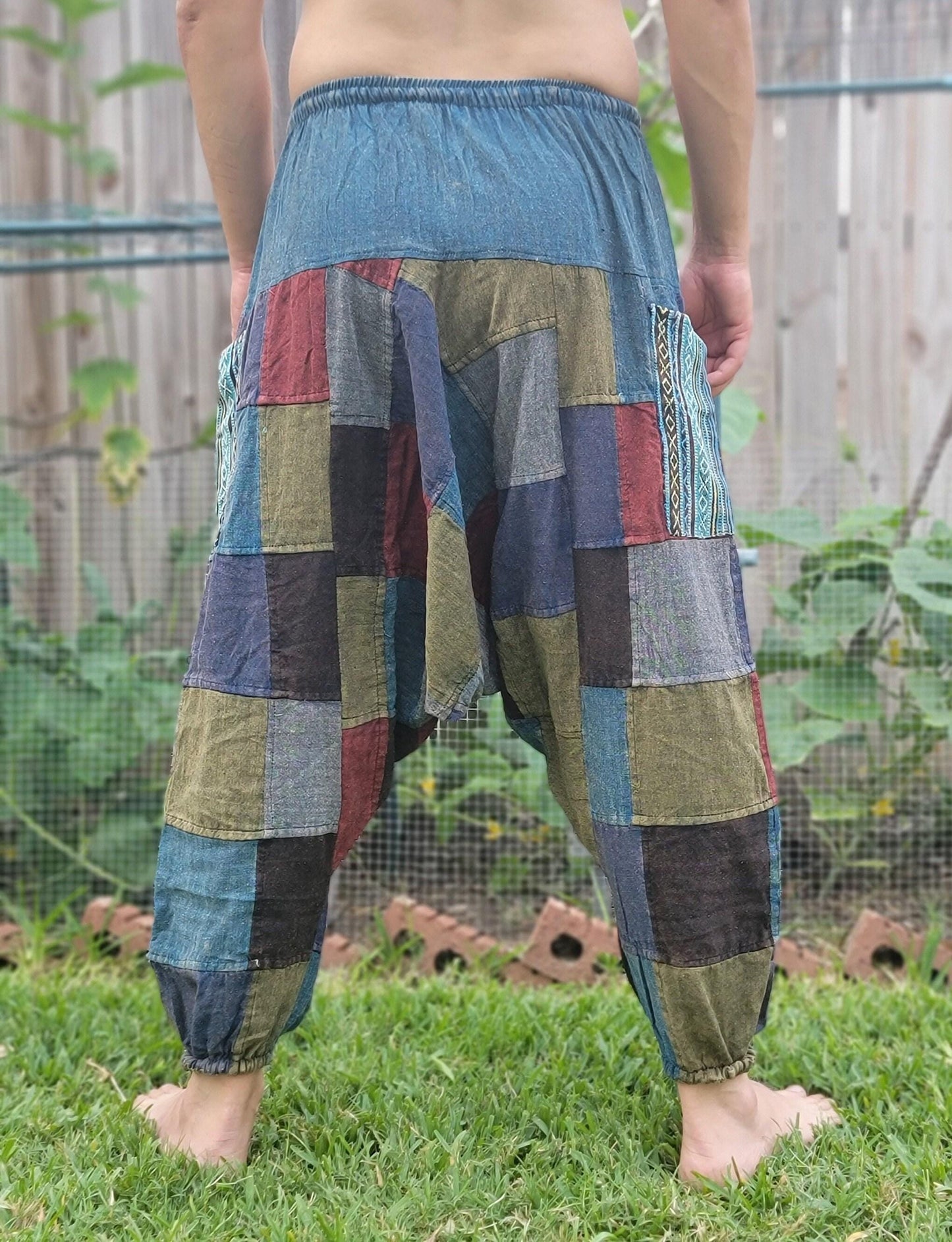 Namaste fashionable unisex multicolor handmade hippie patchwork dyed cotton baggy boho comfy festival yoga harem pants trouser