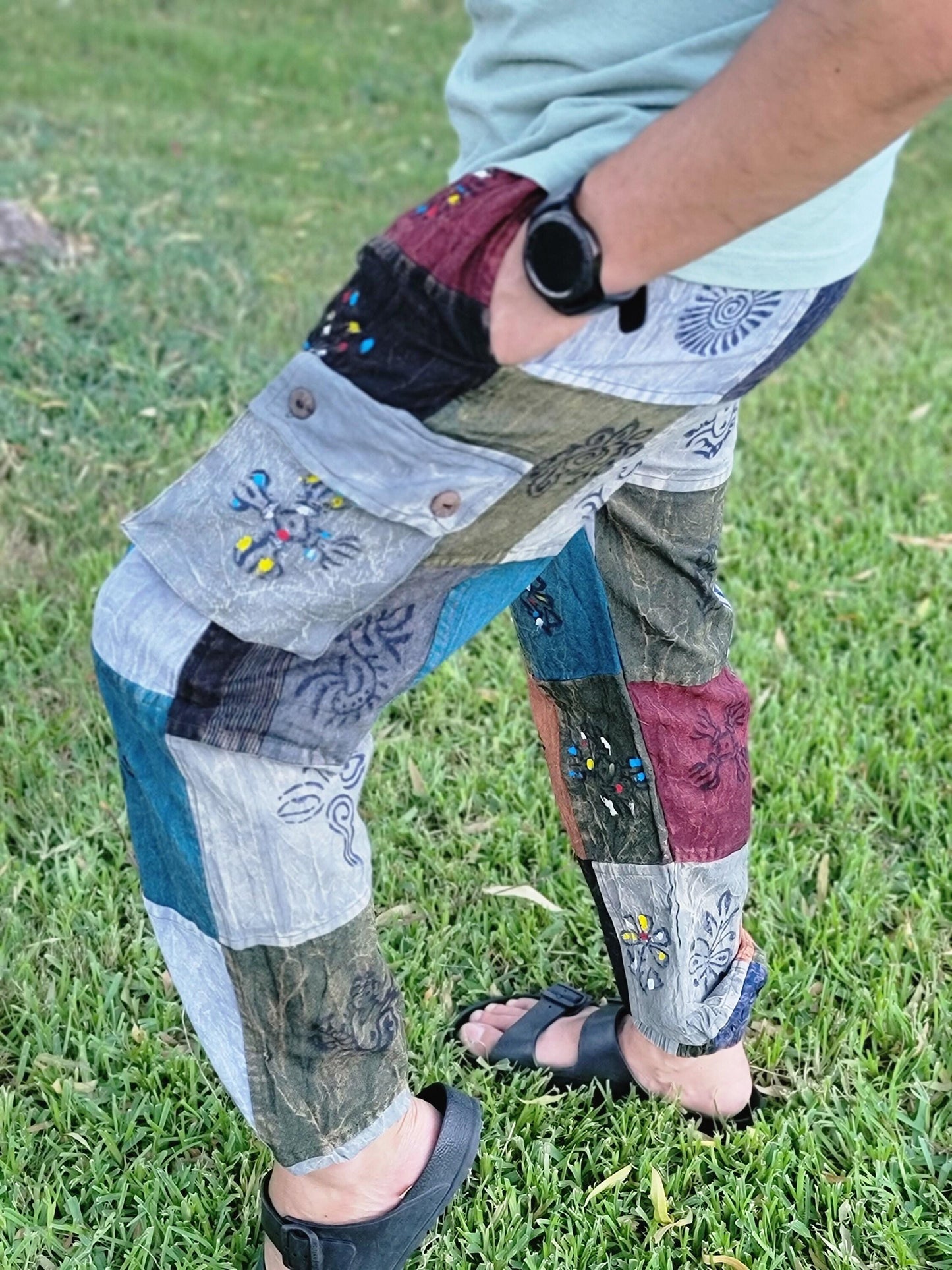 Namaste fashionable unisex stonewashed multicolor handmade hippie patchwork durable non acidic hippie cotton trouser