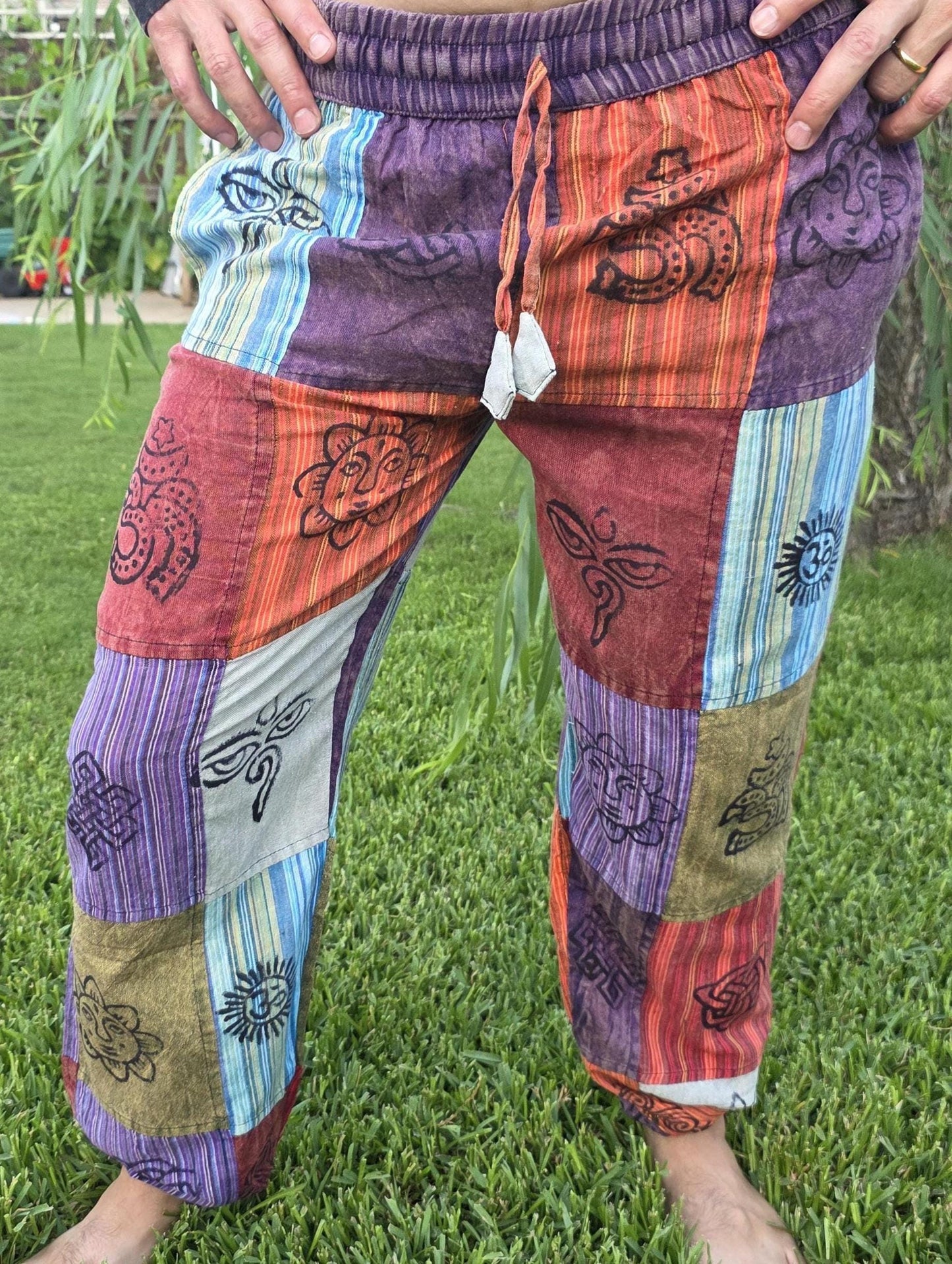 Namaste bohemian unisex reggae multicolor handmade hippie patchwork colorful cotton trouser.