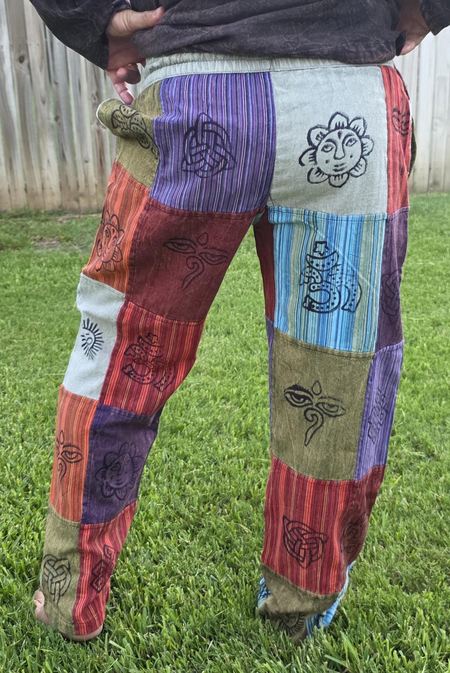 Namaste bohemian unisex reggae multicolor handmade hippie patchwork colorful cotton trouser.